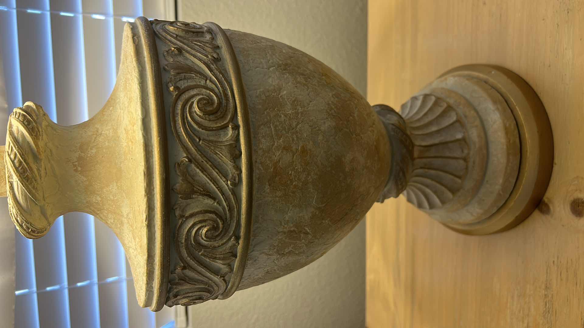 Photo 1 of HEAVY CERAMIC GRECIAN STYLE LAMP WITH IVORY LINEN SHADE H32”