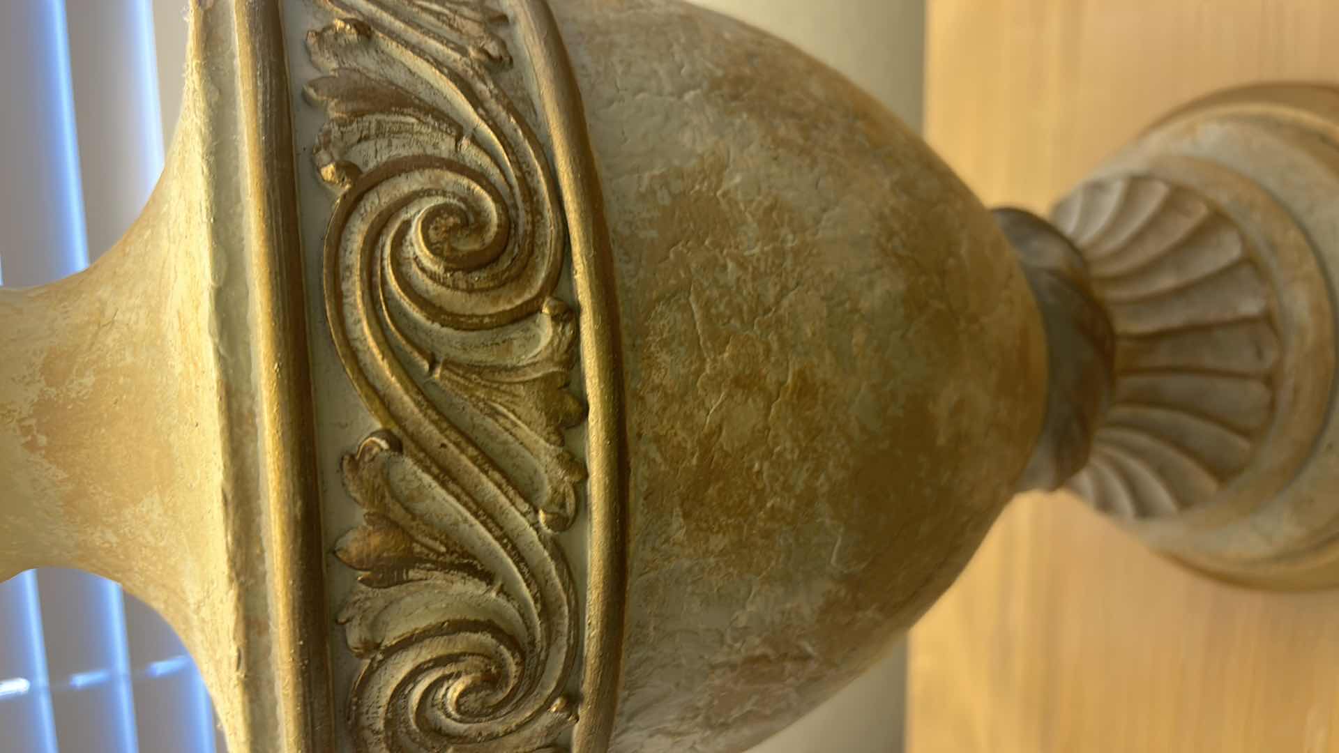 Photo 1 of HEAVY CERAMIC GRECIAN STYLE LAMP WITH IVORY LINEN SHADE H32”