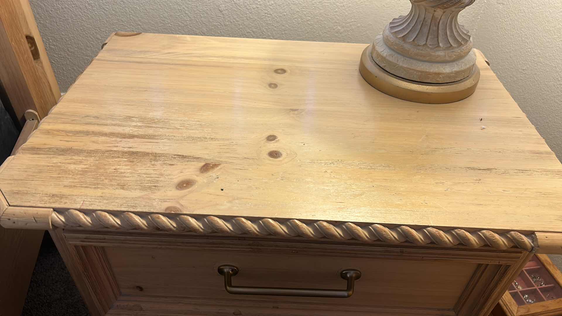 Photo 1 of RAW WOOD GRAIN 2 DRAWER NIGHTSTAND  28” x 19” x 24