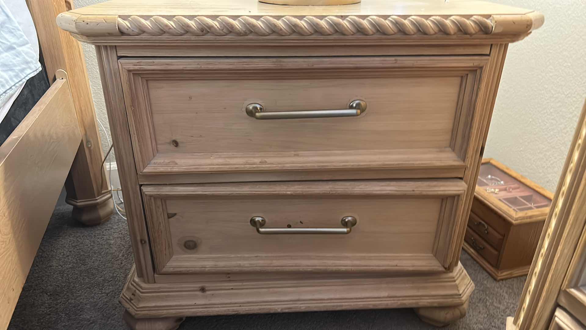 Photo 1 of RAW WOOD GRAIN 2 DRAWER NIGHTSTAND  28” x 19” x 24