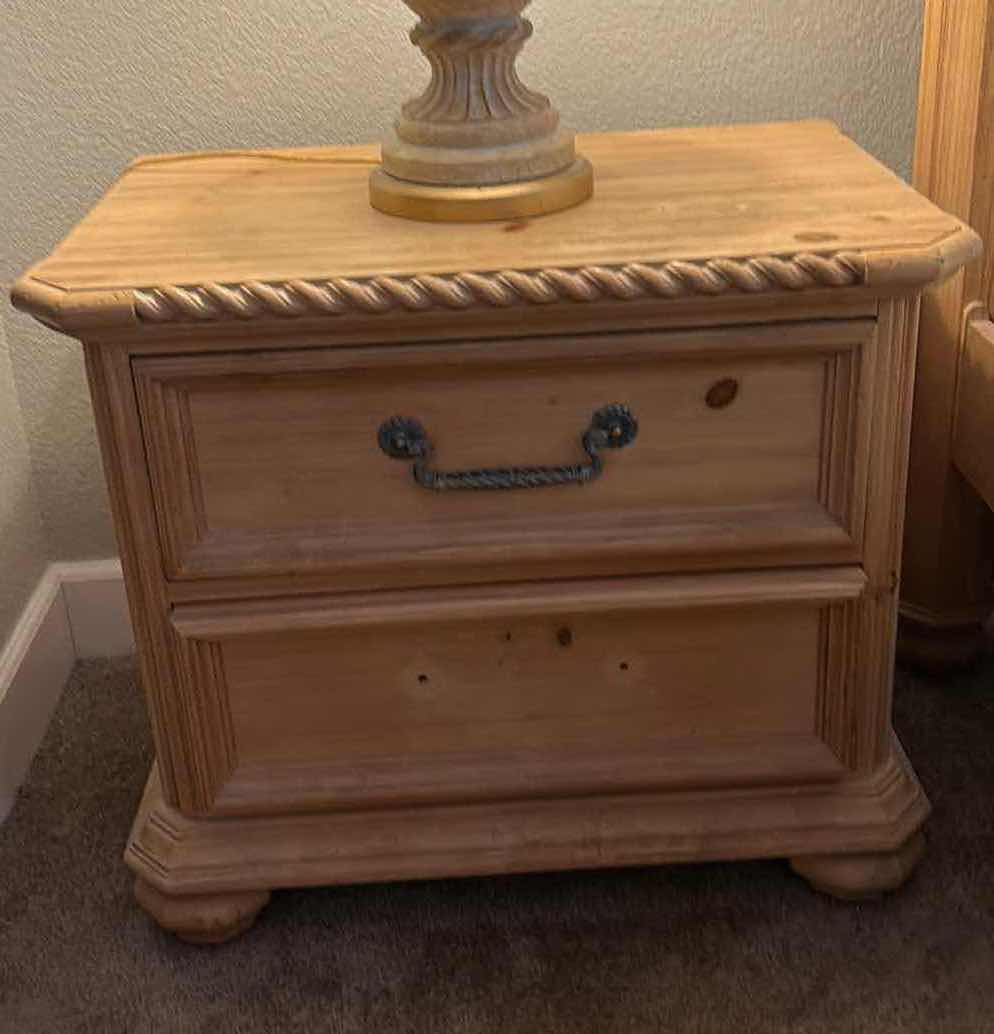 View 2 of RAW WOOD GRAIN 2 DRAWER NIGHTSTAND  28” x 19” x 24