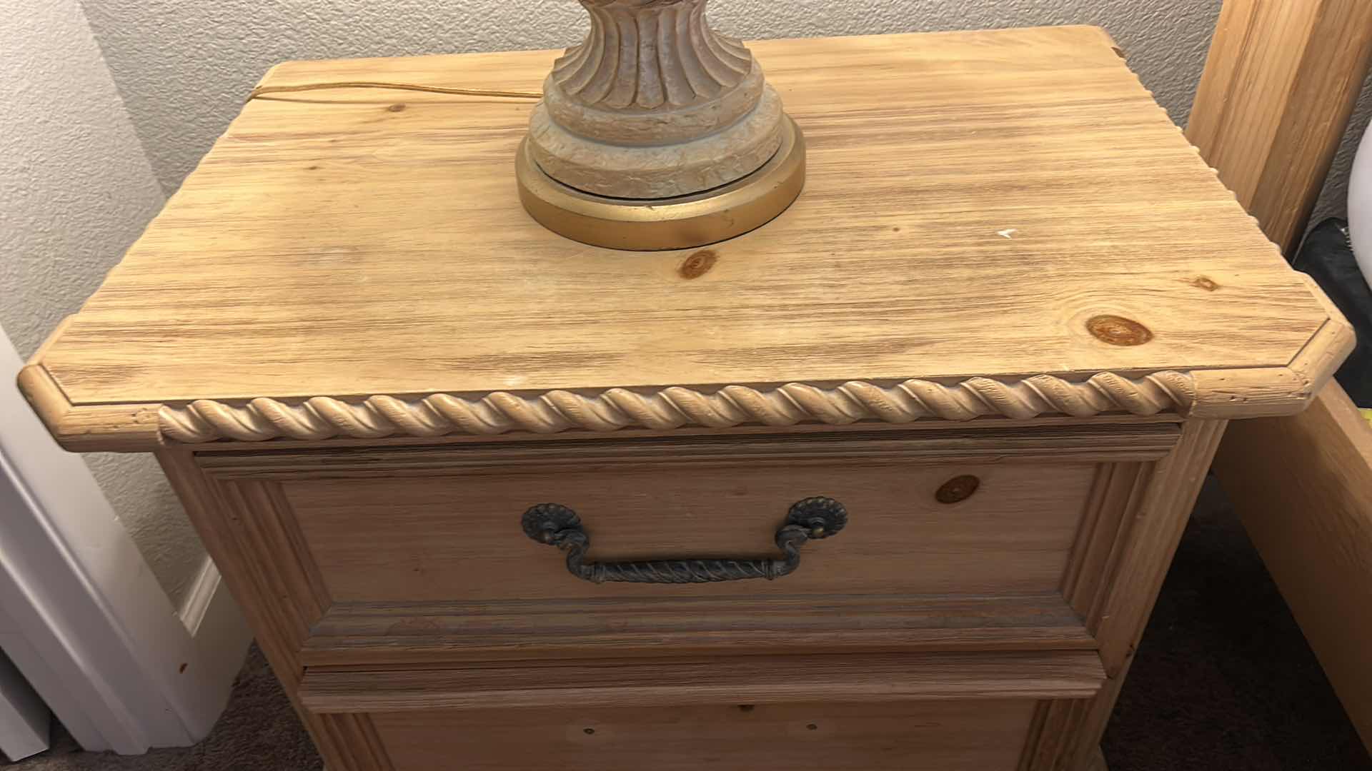 View 3 of RAW WOOD GRAIN 2 DRAWER NIGHTSTAND  28” x 19” x 24
