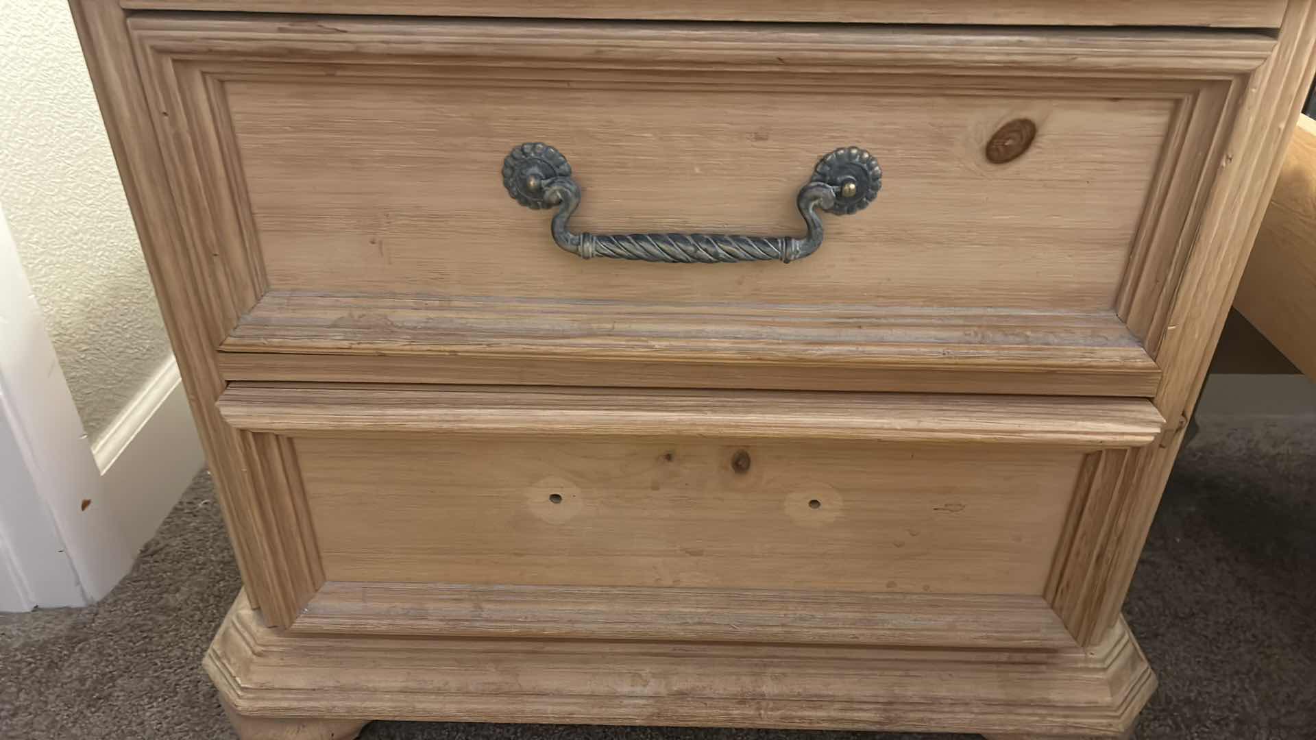 View 4 of RAW WOOD GRAIN 2 DRAWER NIGHTSTAND  28” x 19” x 24