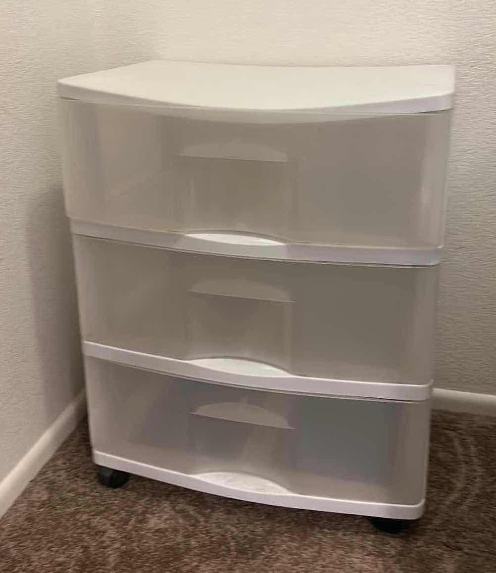 View 1 of 3 DRAWER PLASTIC STORAGE CONTAINER 21” x 15 1/2” x 25 1/2”