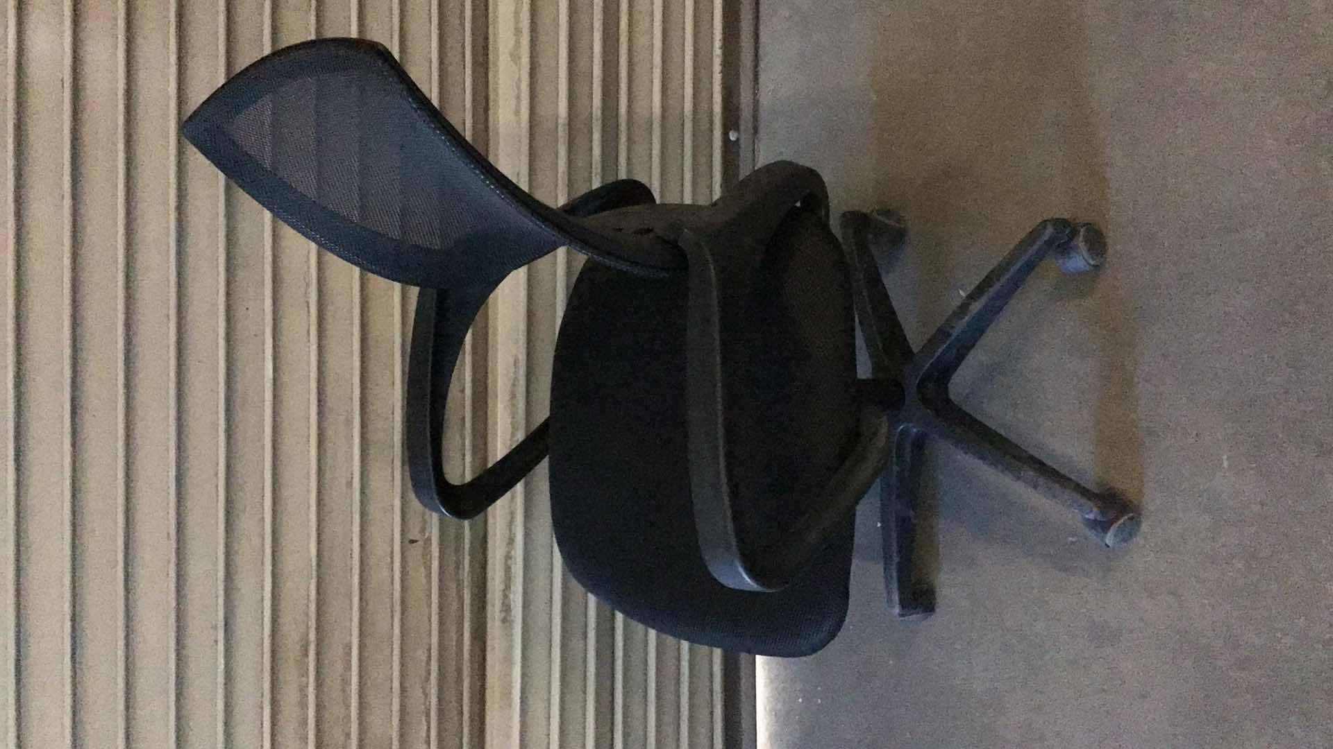 View 4 of MESH LUMBAR SUPPORT BLACK ROLLING OFFICE CHAIR 23” X 22” H38"