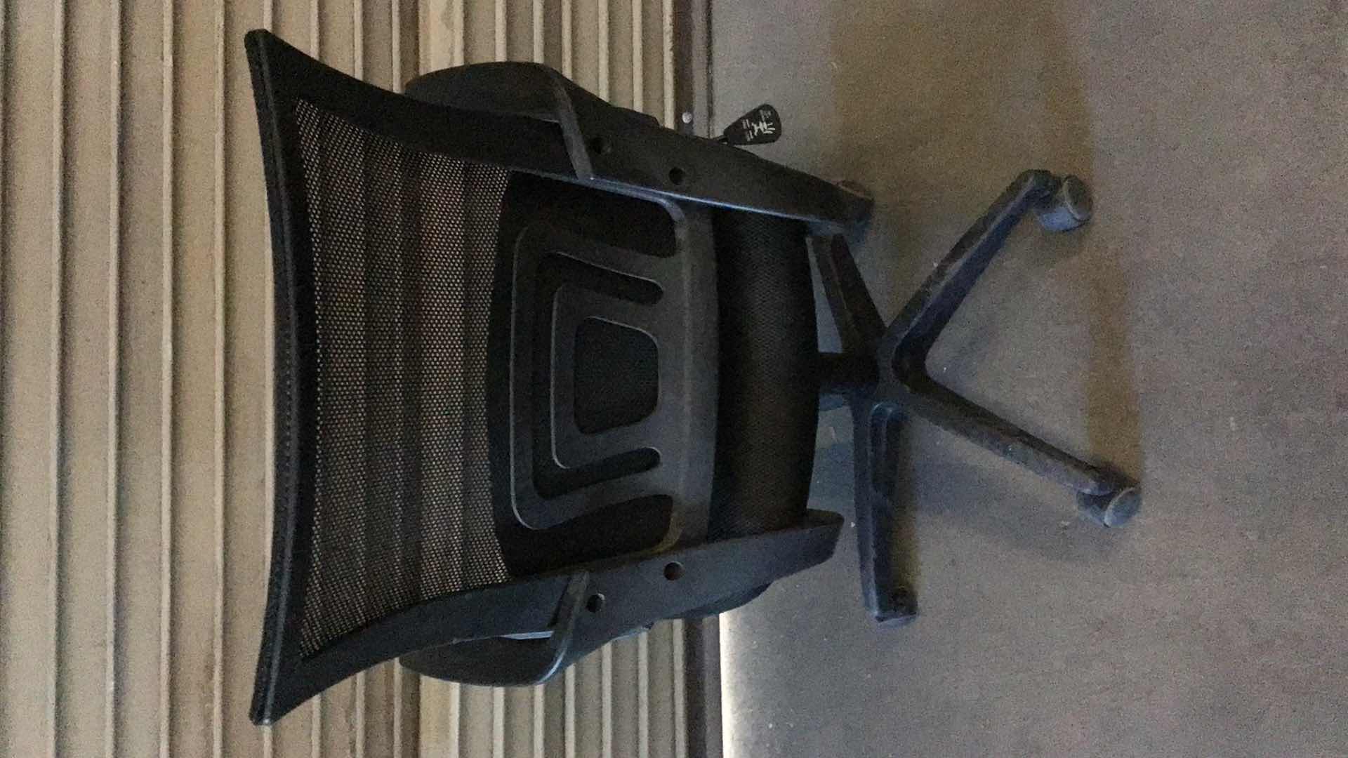 View 3 of MESH LUMBAR SUPPORT BLACK ROLLING OFFICE CHAIR 23” X 22” H38"