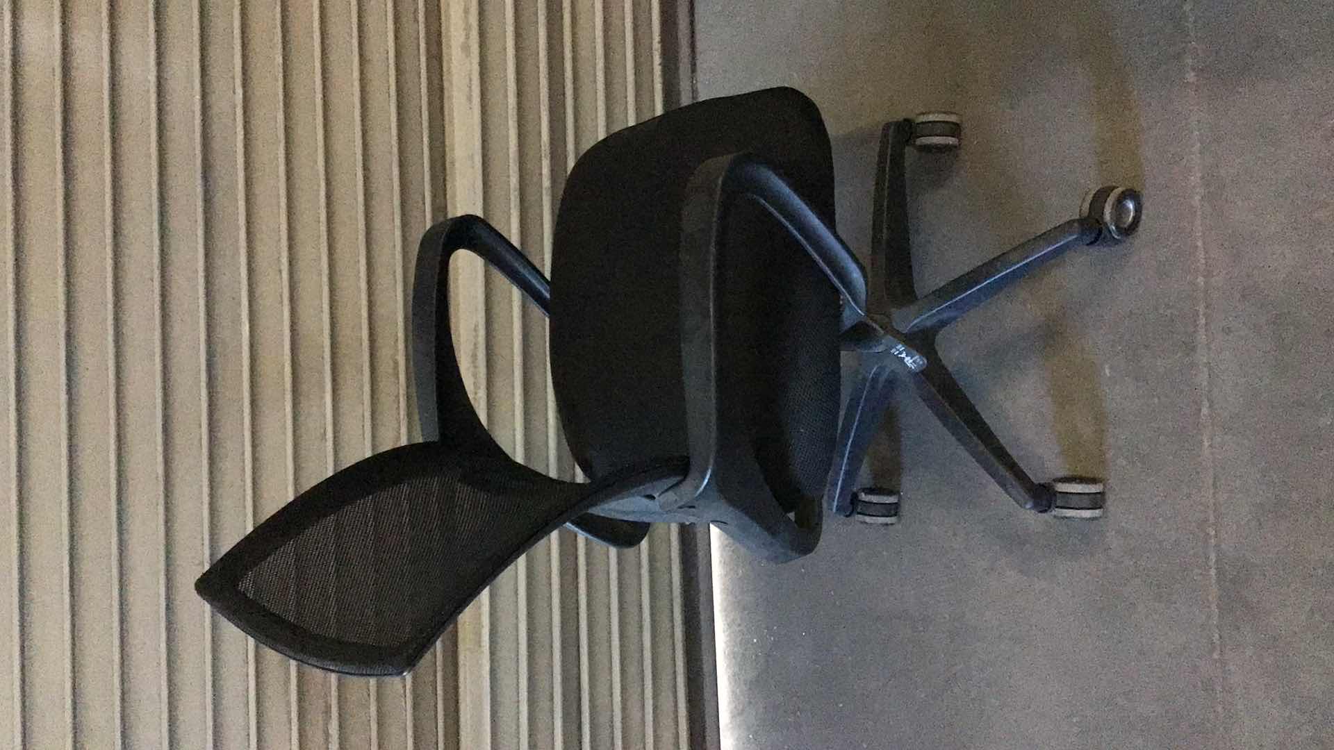 View 2 of MESH LUMBAR SUPPORT BLACK ROLLING OFFICE CHAIR 23” X 22” H38"