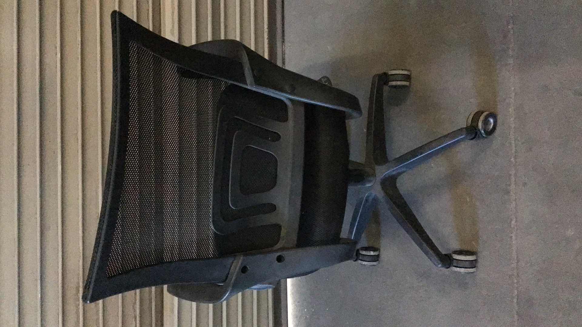 View 3 of MESH LUMBAR SUPPORT BLACK ROLLING OFFICE CHAIR 23” X 22” H38"