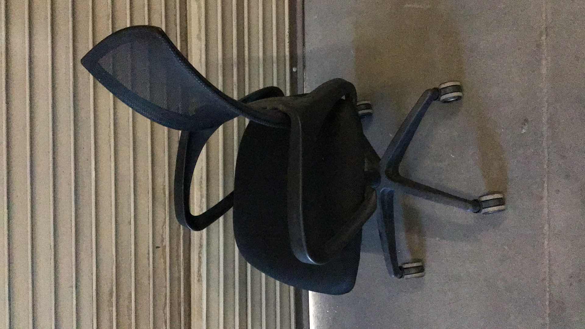 View 4 of MESH LUMBAR SUPPORT BLACK ROLLING OFFICE CHAIR 23” X 22” H38"