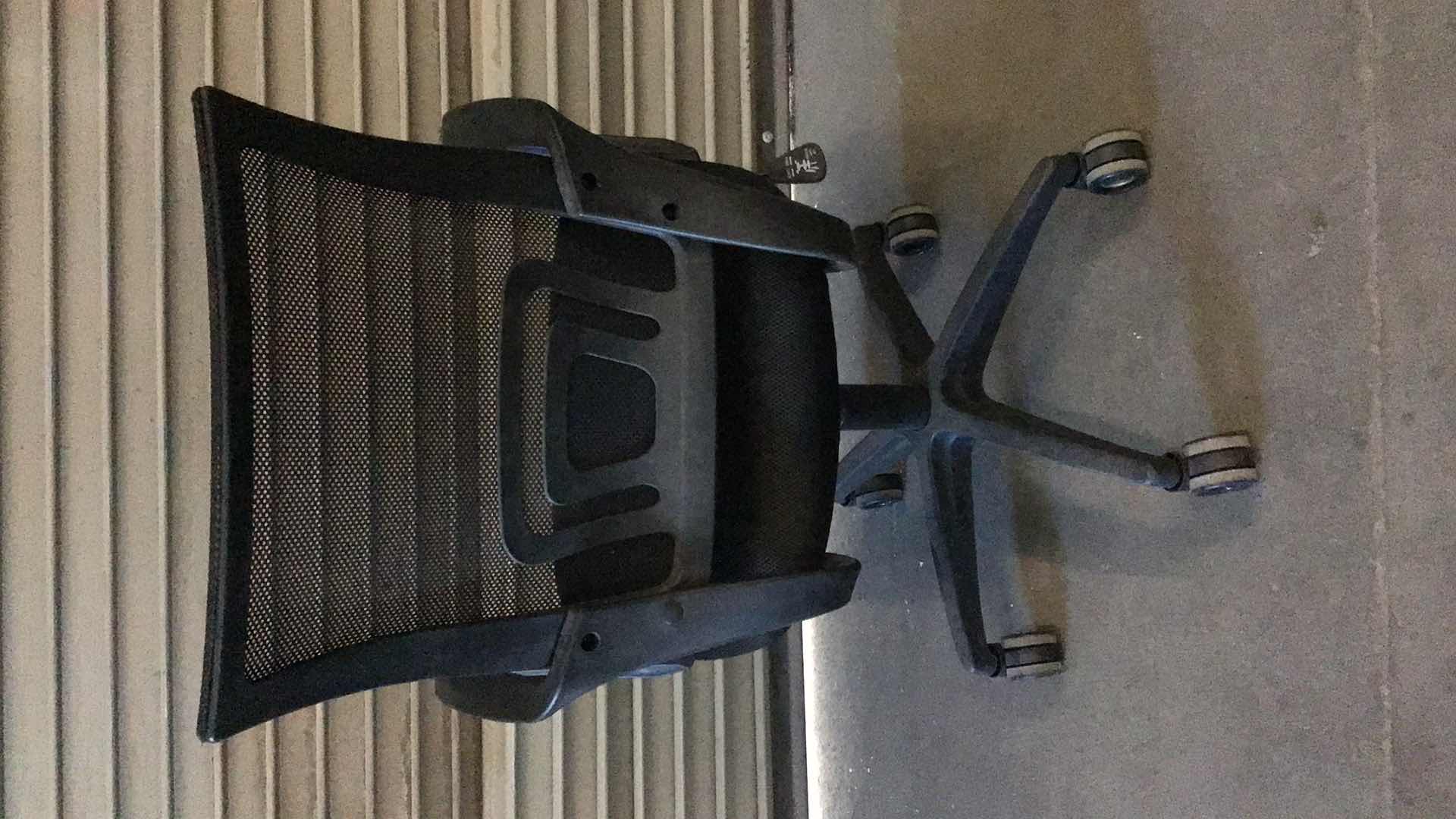 View 3 of MESH LUMBAR SUPPORT BLACK ROLLING OFFICE CHAIR 23” X 22” H38"