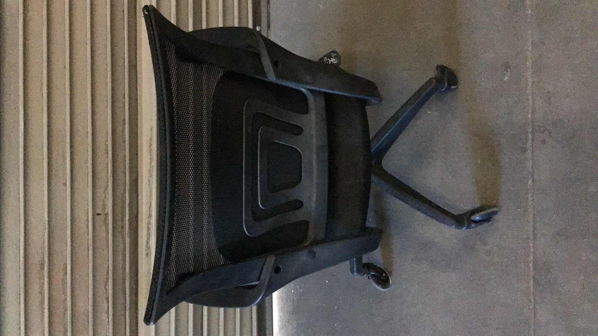 View 3 of MESH LUMBAR SUPPORT BLACK ROLLING OFFICE CHAIR 23” X 22” H38"