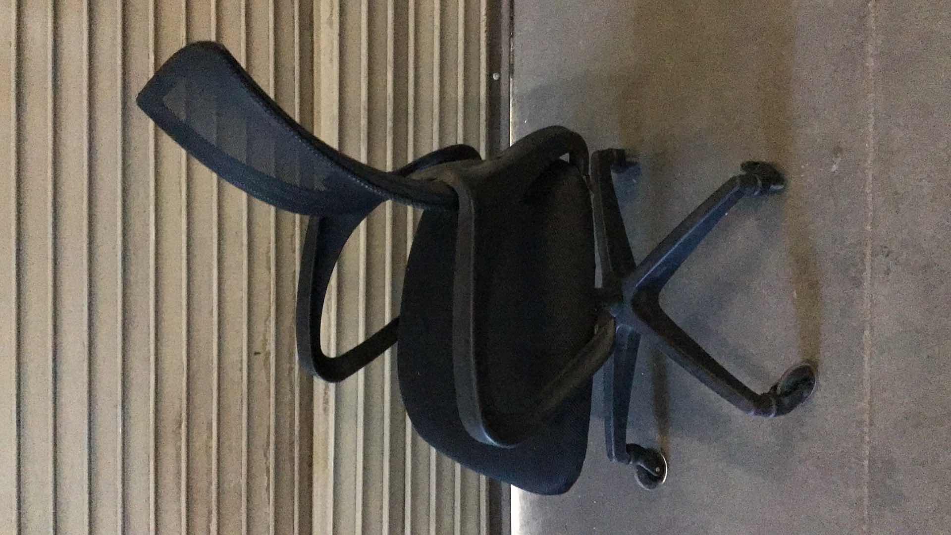 View 4 of MESH LUMBAR SUPPORT BLACK ROLLING OFFICE CHAIR 23” X 22” H38"