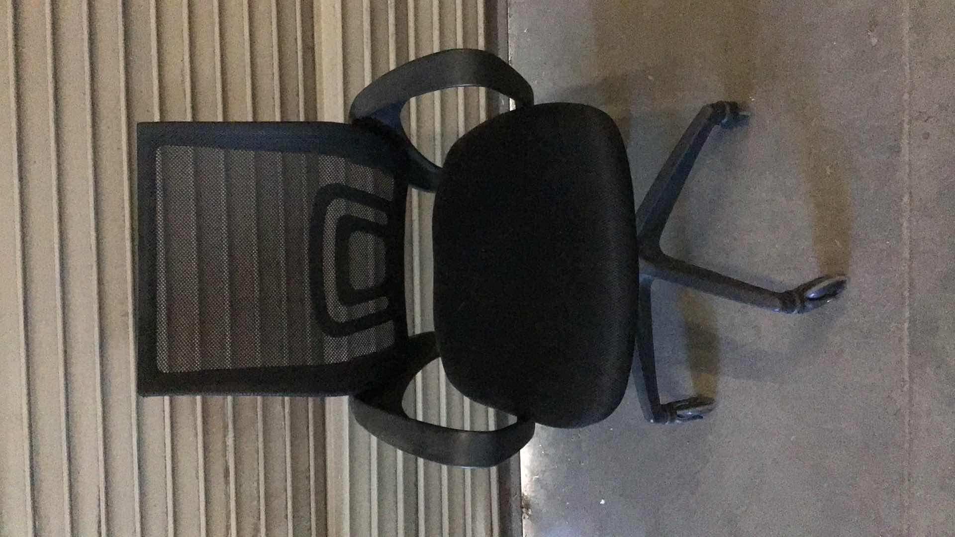 View 1 of MESH LUMBAR SUPPORT BLACK ROLLING OFFICE CHAIR 23” X 22” H38"