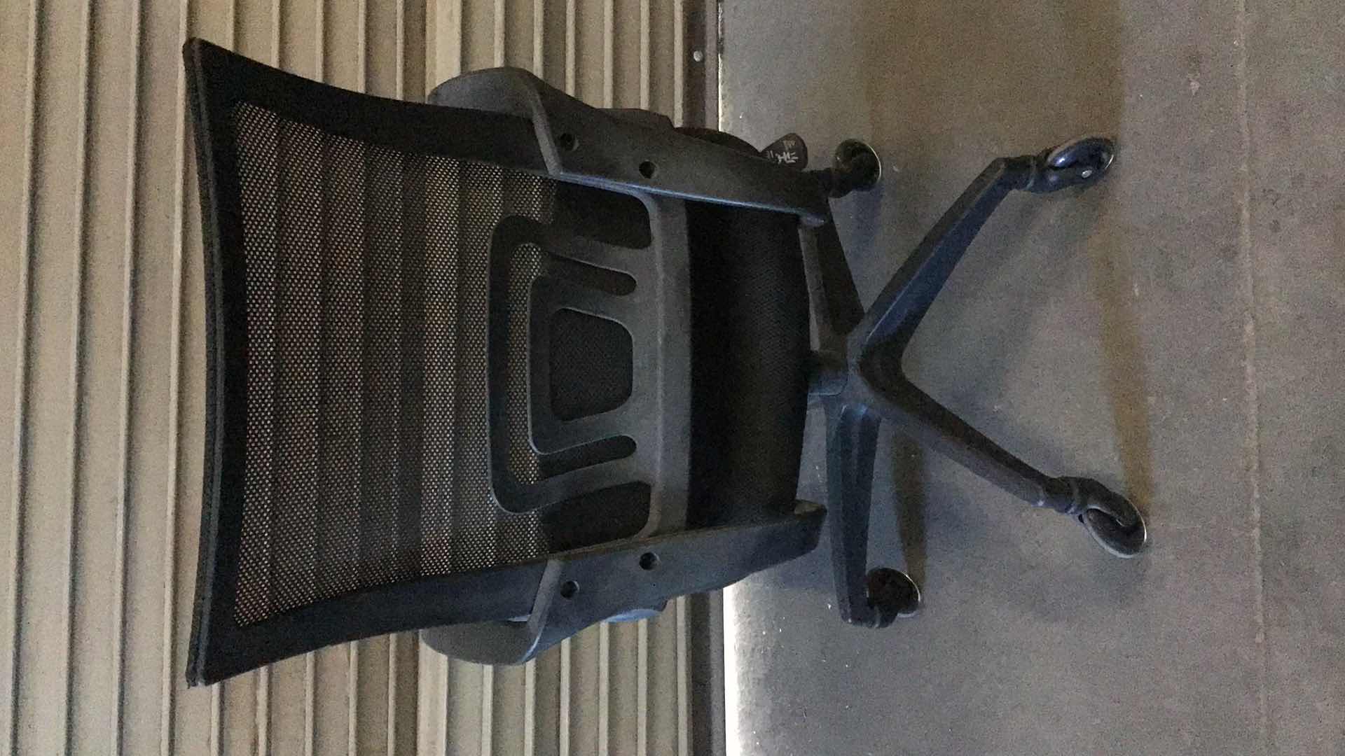View 3 of MESH LUMBAR SUPPORT BLACK ROLLING OFFICE CHAIR 23” X 22” H38"