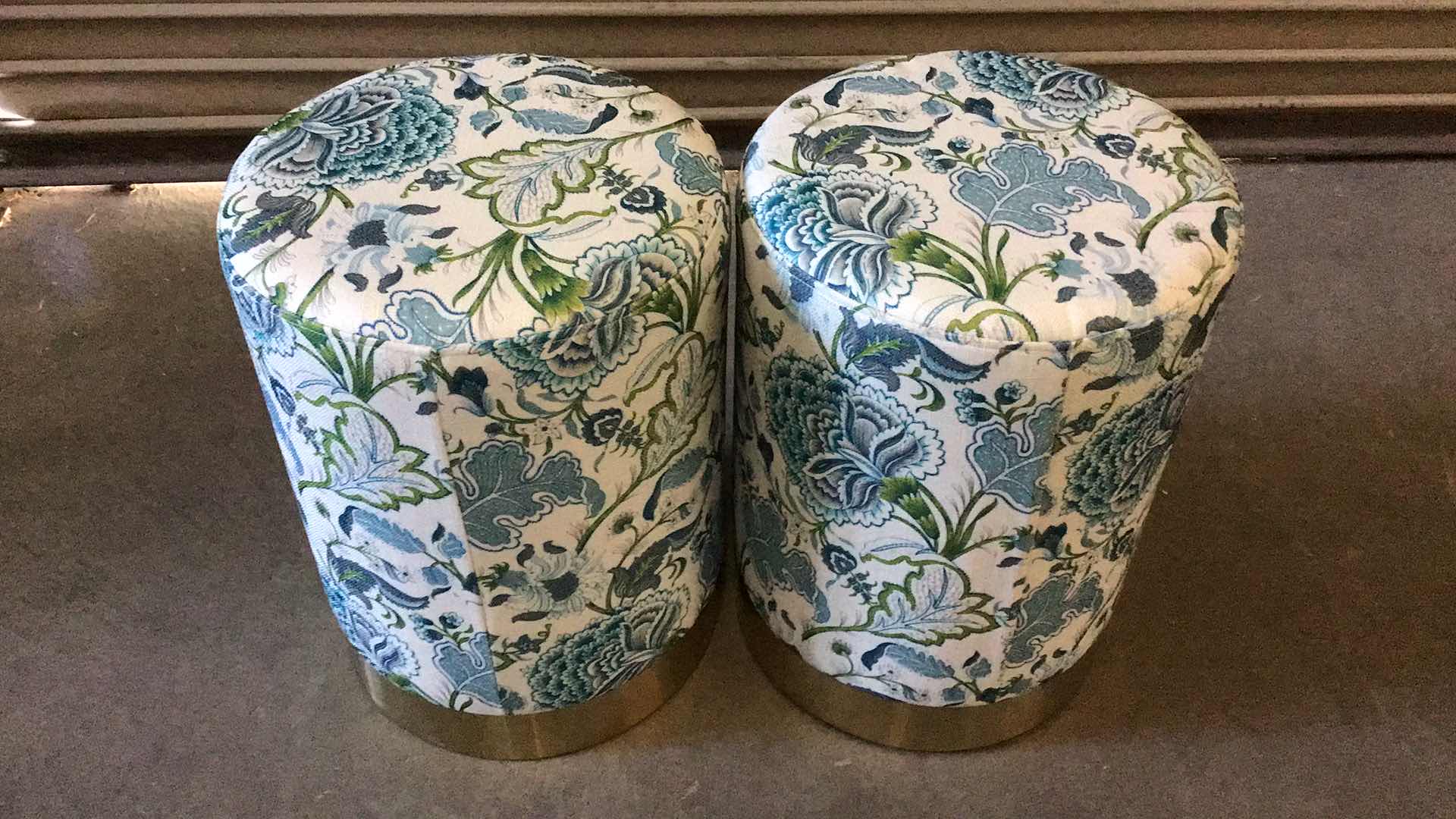 Photo 1 of ADECO TRADING CO FLORAL OTTOMAN SET (2) 12” X 12” H17