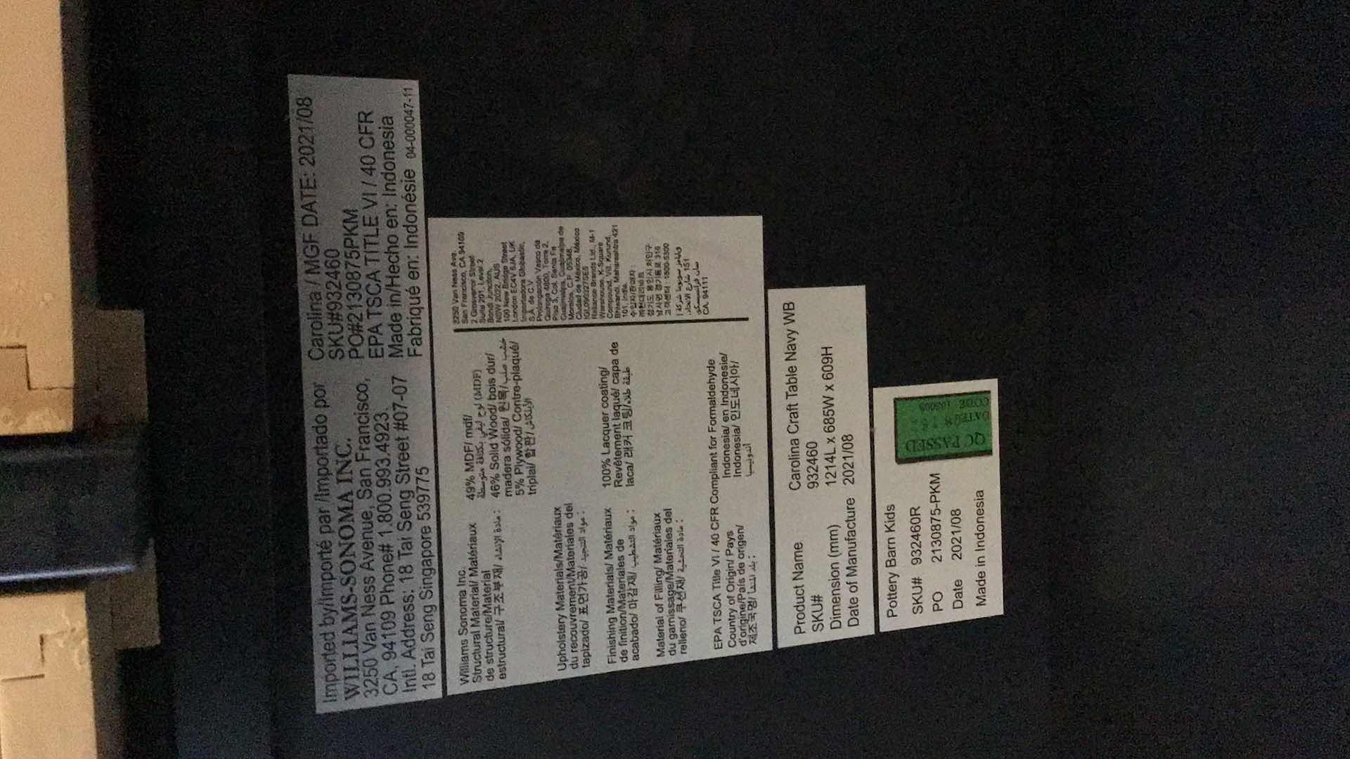 Photo 1 of POTTERY BARN KIDS CAROLINA CRAFT TABLE NAVY 932460