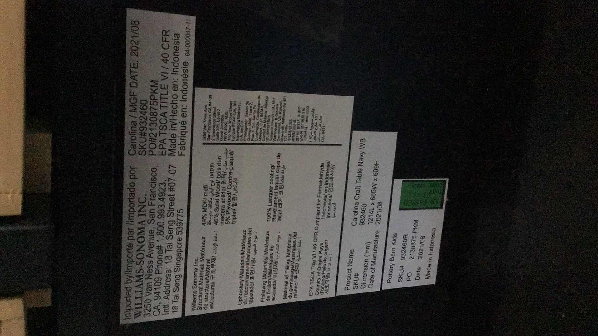 Photo 1 of POTTERY BARN KIDS CAROLINA CRAFT TABLE NAVY 932460