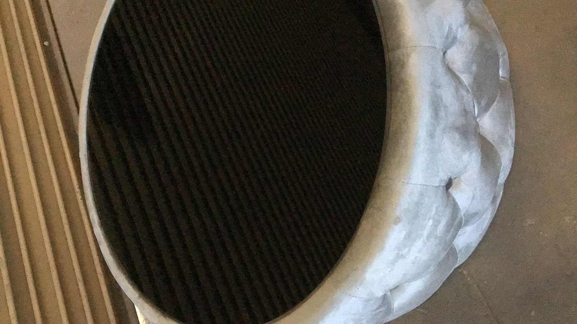 Photo 1 of NOBLE HOUSE VELVET AND TEMPERED GLASS OTTOMAN/COFFEE TABLE 28” X 28” H14