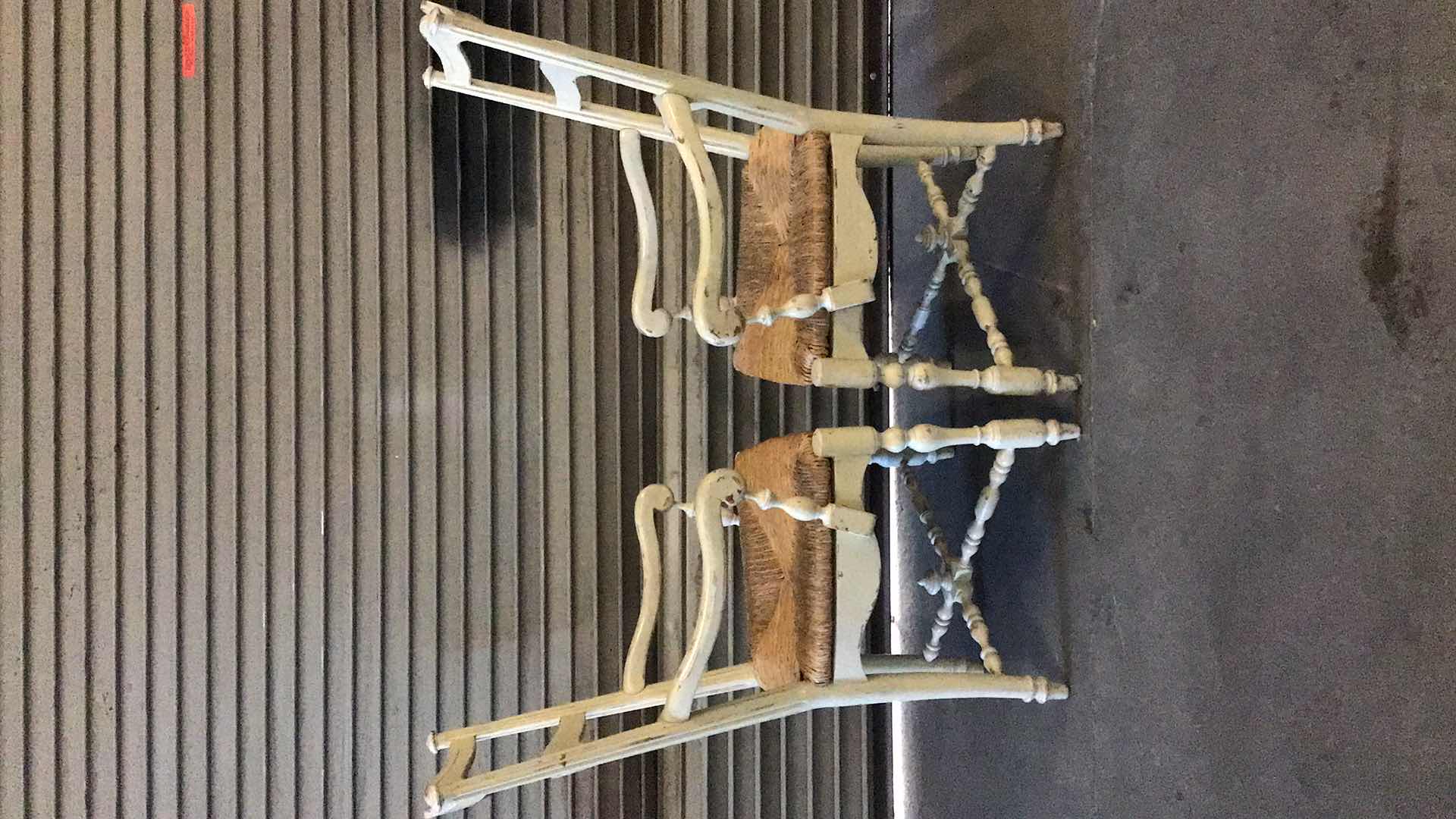 Photo 1 of RUSTIC STYLE WOOD AND WICKER ARMCHAIRS (2)