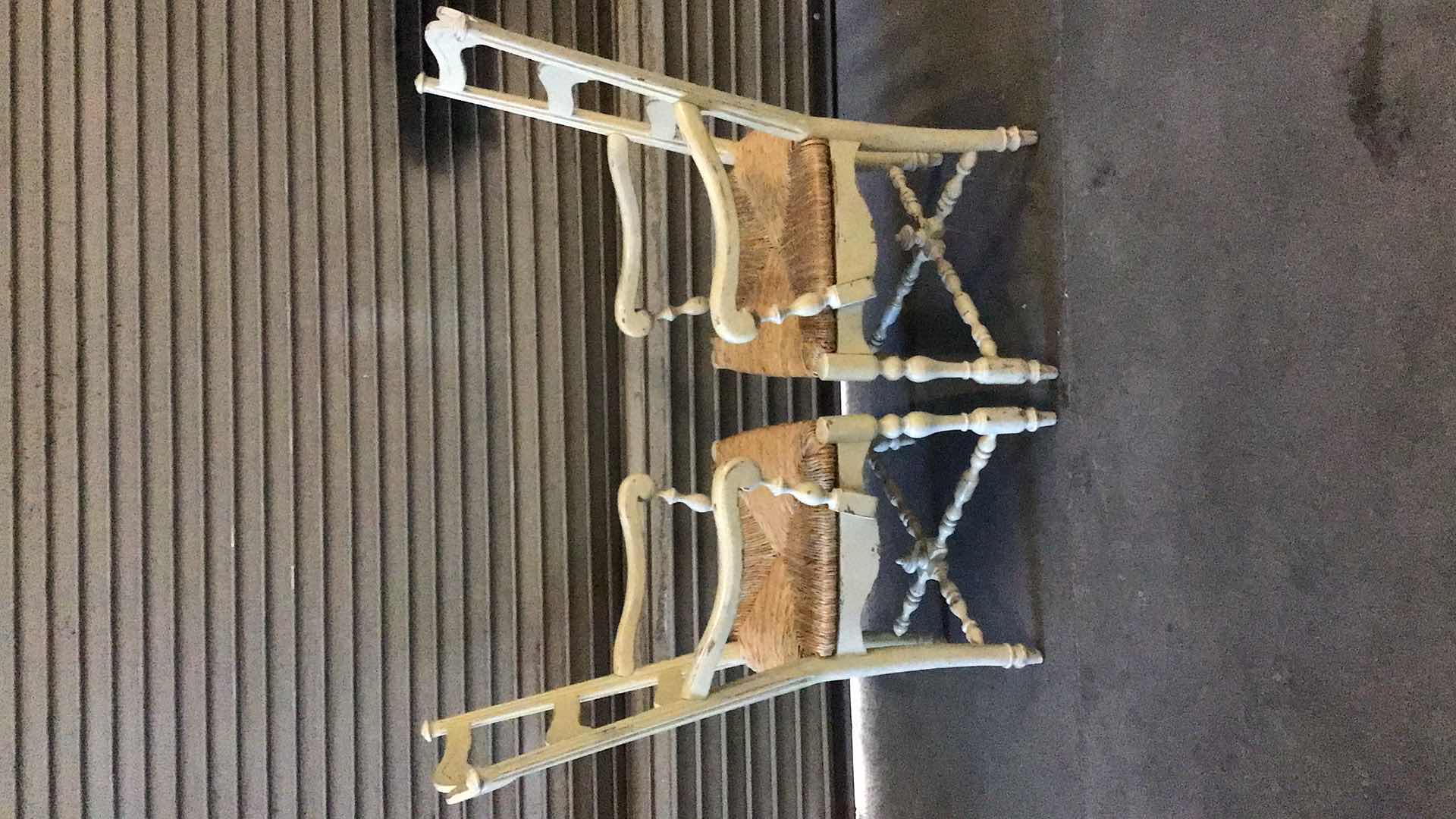 Photo 2 of RUSTIC STYLE WOOD AND WICKER ARMCHAIRS (2)