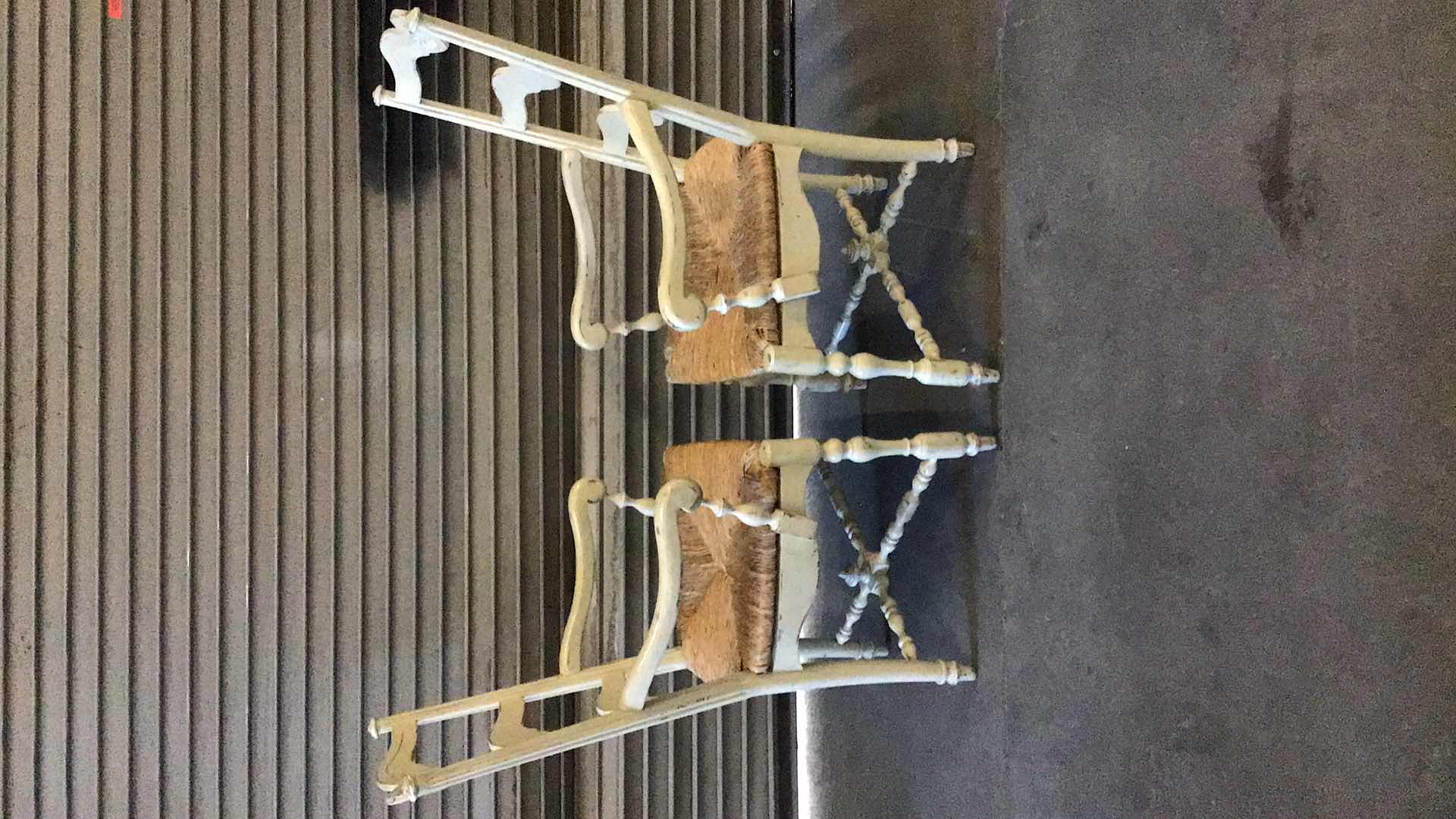 Photo 1 of RUSTIC STYLE WOOD AND WICKER ARMCHAIRS (2)