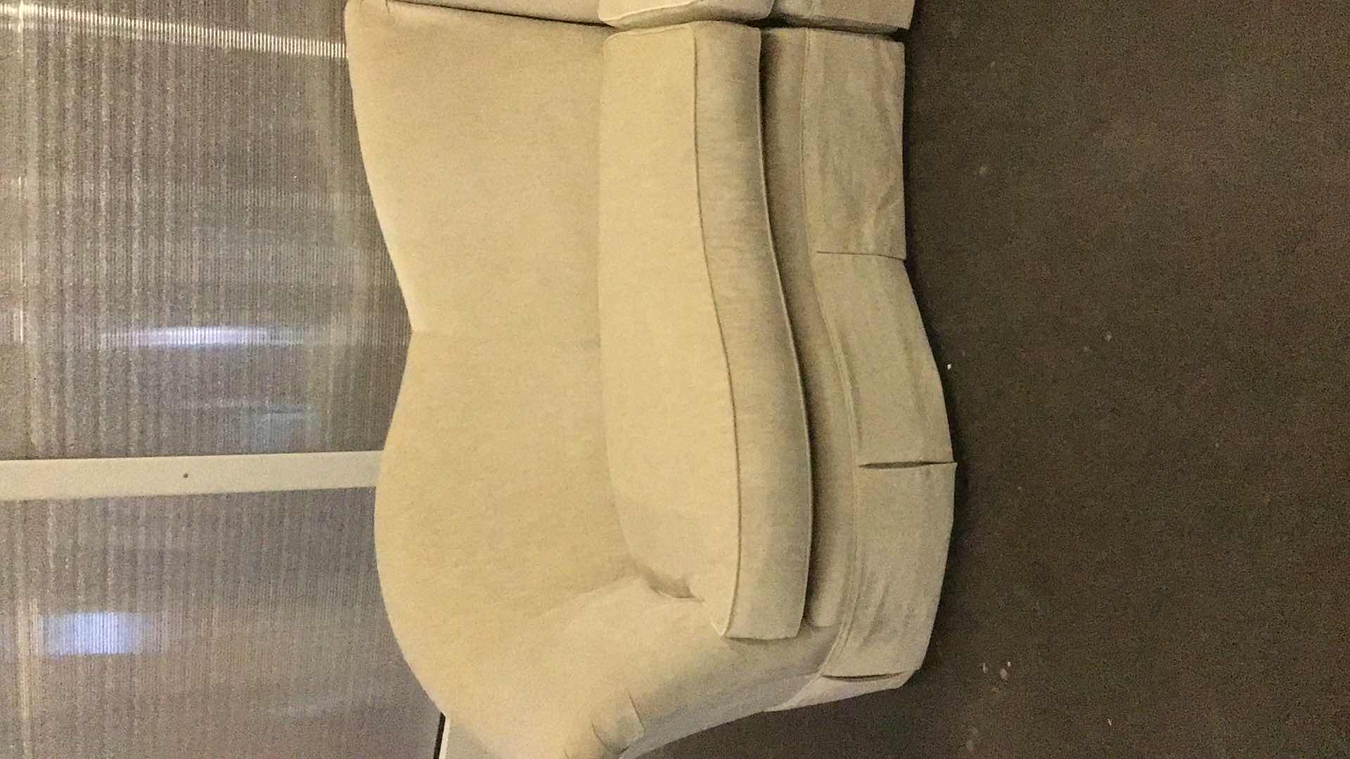 Photo 1 of PLUSH BEIGE MICROFIBER 4-SEAT SOFA 120” X 55” H41”