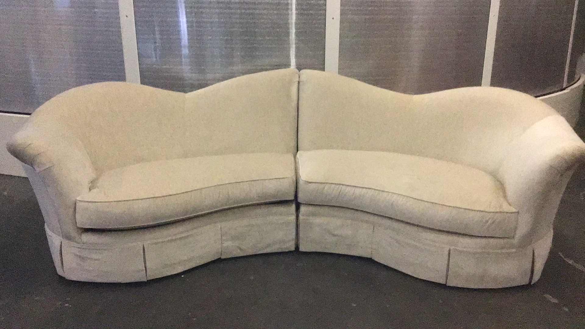 Photo 1 of PLUSH BEIGE MICROFIBER 4-SEAT SOFA 120” X 55” H41”