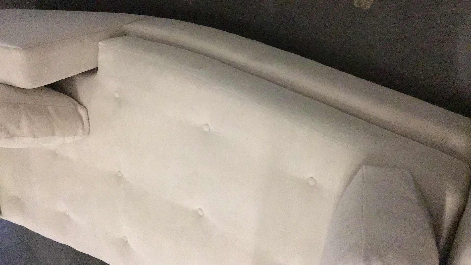 Photo 1 of ELROD BEIGE 3 SEATER CURVED CHAISE LOUNGE GOLD TRIM 90” X 34” H30”