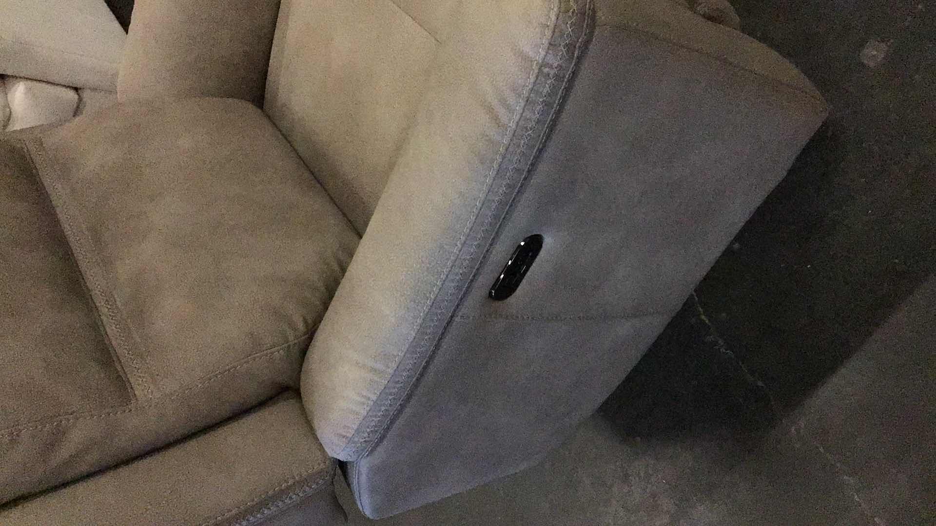 Photo 1 of ASHLEY FURNITURE NEXT GEN DURAPELLA ADJUSTABLE HEAD SAND DUAL POWER RECLINER CHAIR 41” X 42” H43”