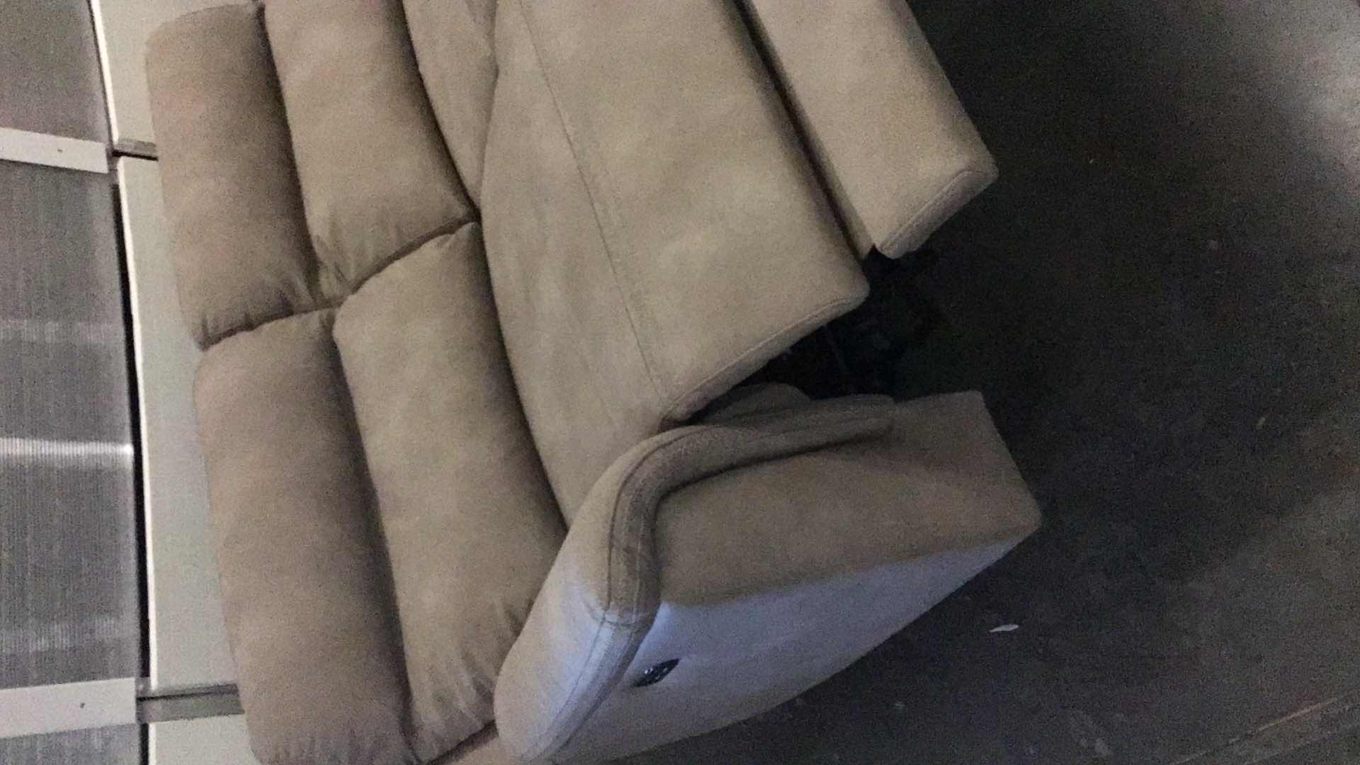 Photo 1 of ASHLEY FURNITURE NEXT GEN DURAPELLA ADJUSTABLE HEAD SAND DUAL POWER RECLINER LOVESEAT 82” X 41” H41”