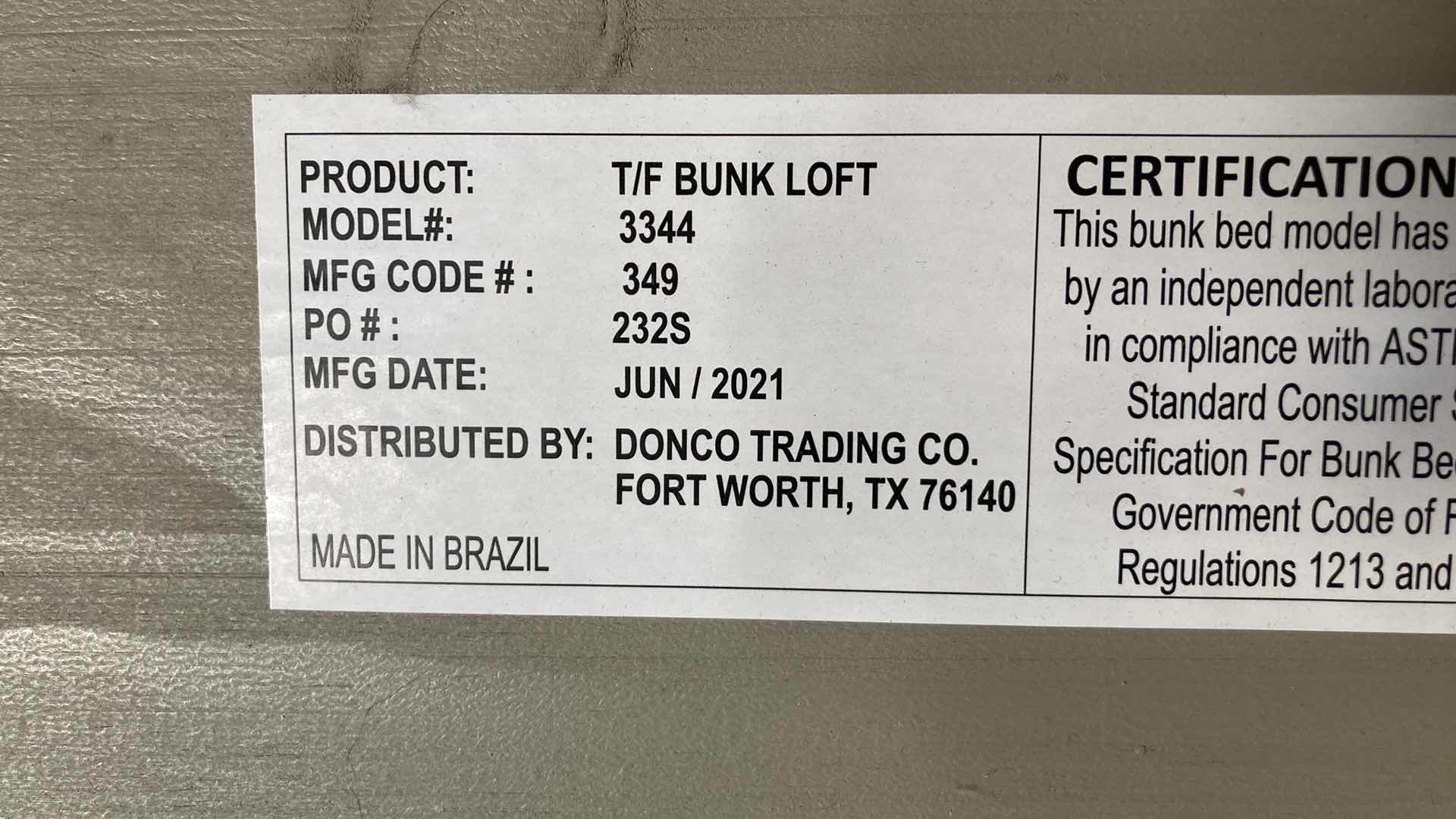 Photo 1 of DONCO KIDS CAMPSITE RUSTIC DIRTY GREY TWIN OVER FULL LOFT BED SET MODEL 3344-TFRDG 79.5” X 79.5” H82.5”