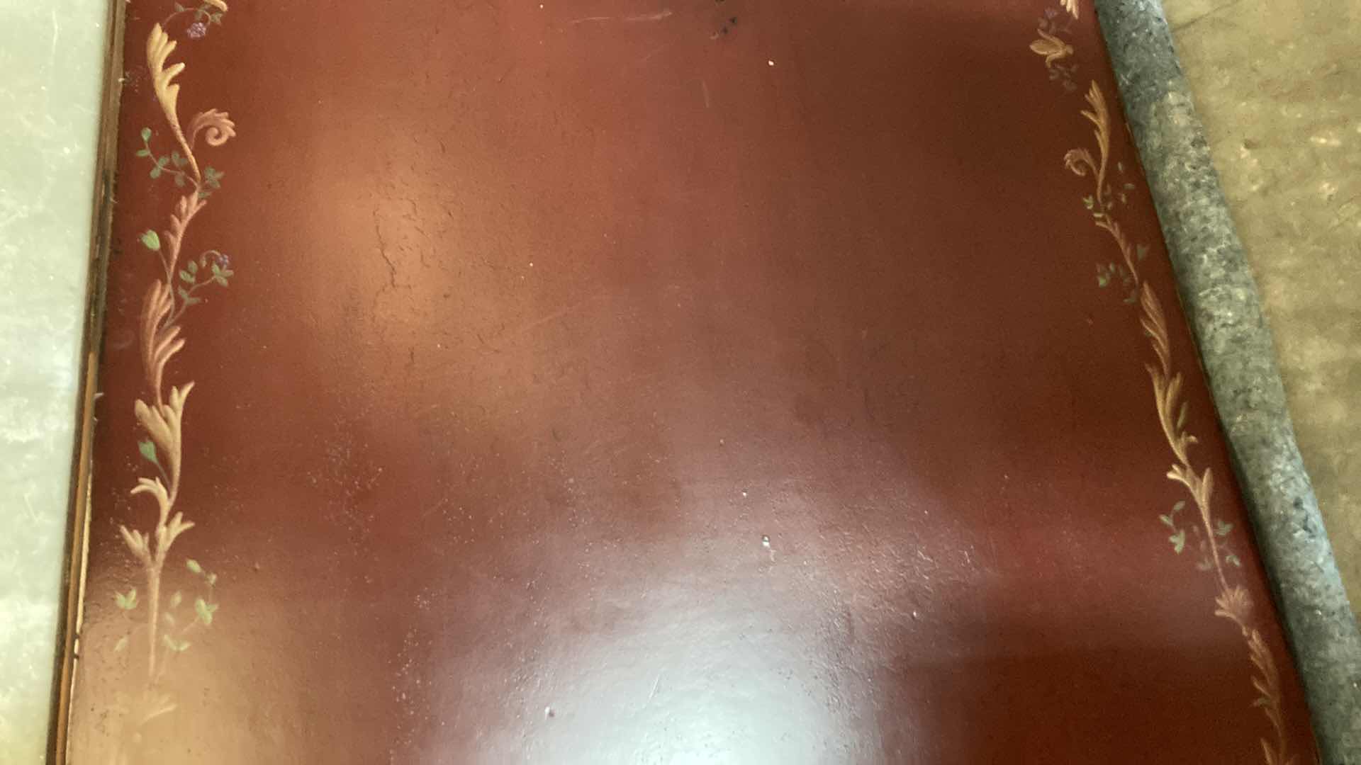 Photo 1 of ANTIQUE FLORAL PAINTED SOLID WOOD DINING TABLE 47” X 99” H32”