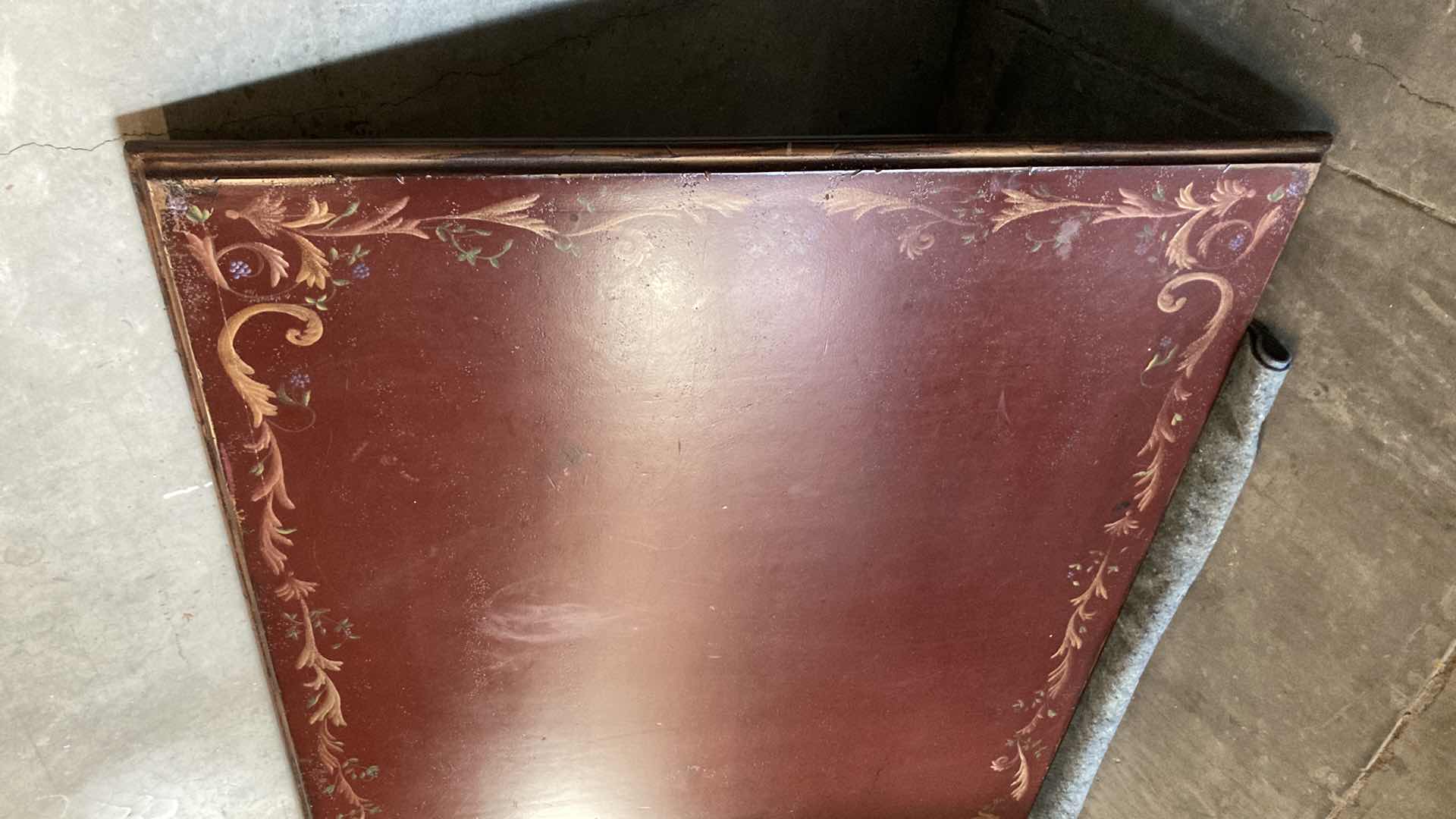 Photo 1 of ANTIQUE FLORAL PAINTED SOLID WOOD DINING TABLE 47” X 99” H32”