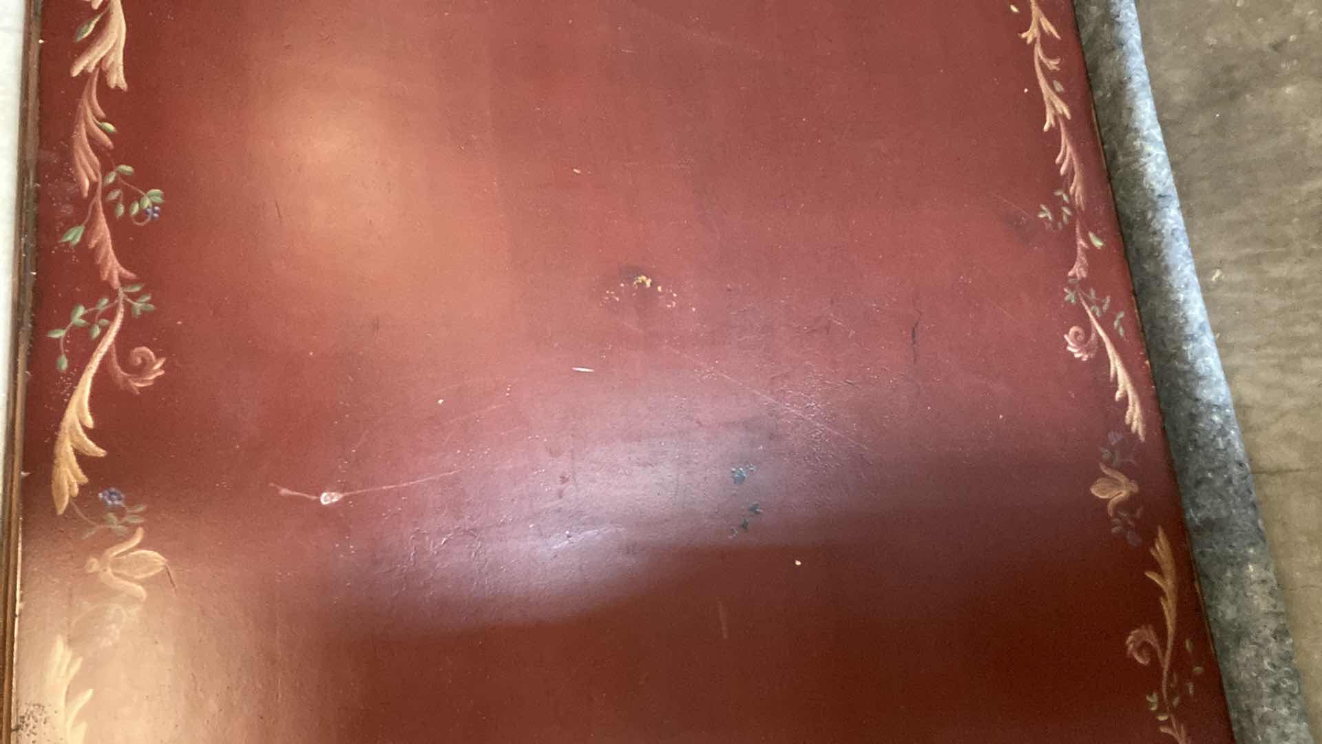 Photo 1 of ANTIQUE FLORAL PAINTED SOLID WOOD DINING TABLE 47” X 99” H32”