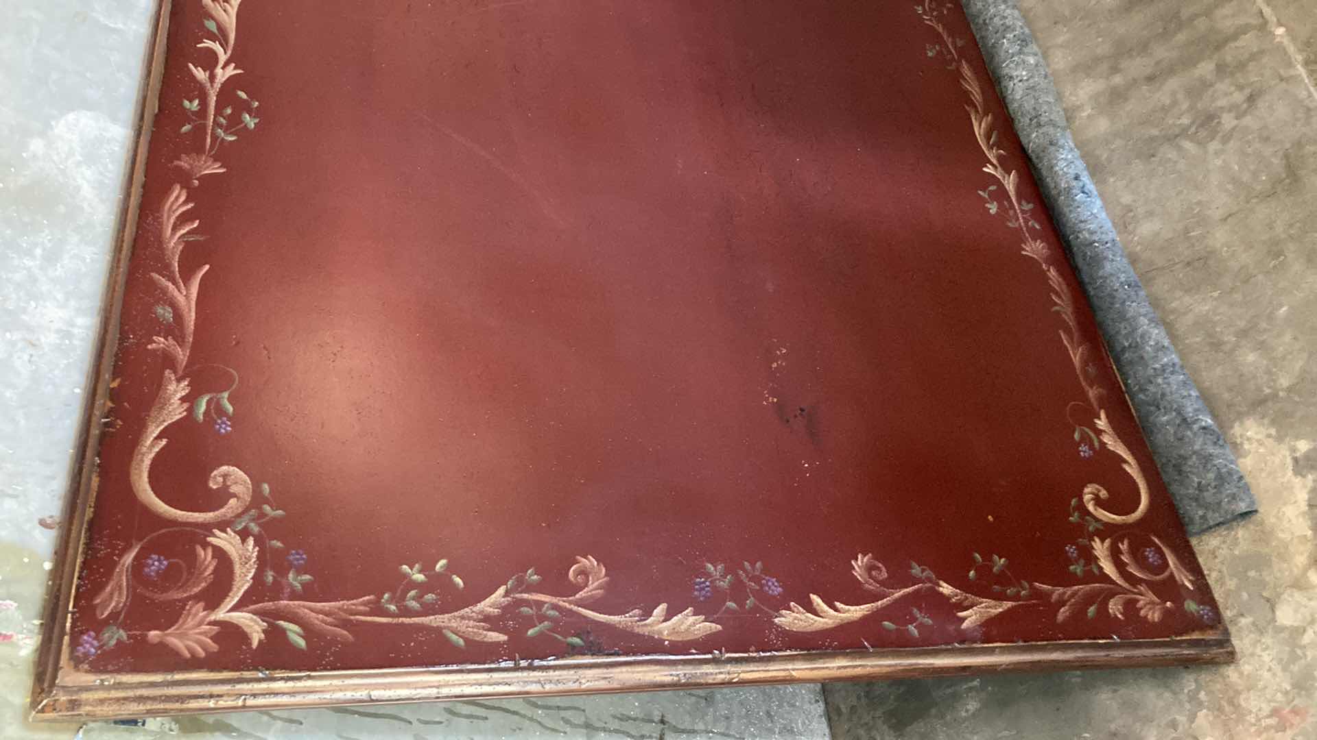 Photo 1 of ANTIQUE FLORAL PAINTED SOLID WOOD DINING TABLE 47” X 99” H32”