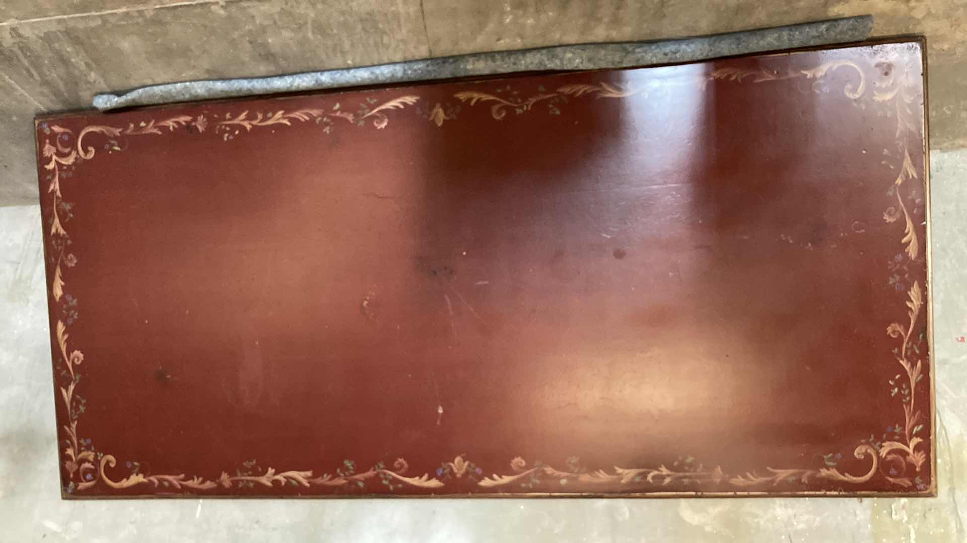 Photo 1 of ANTIQUE FLORAL PAINTED SOLID WOOD DINING TABLE 47” X 99” H32”