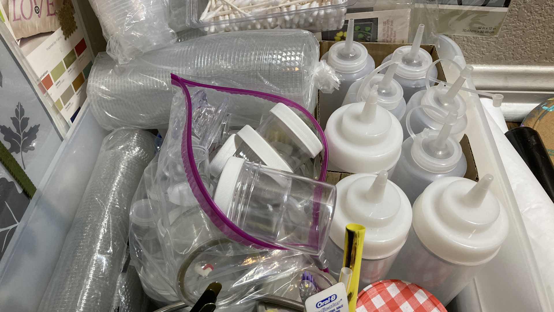 Photo 4 of ARTIST PAINTING SUPPLIES- STENCILS, BRUSHES, TOOLS & CONTAINERS W PLASTIC TOTE 22” X 16” H7”