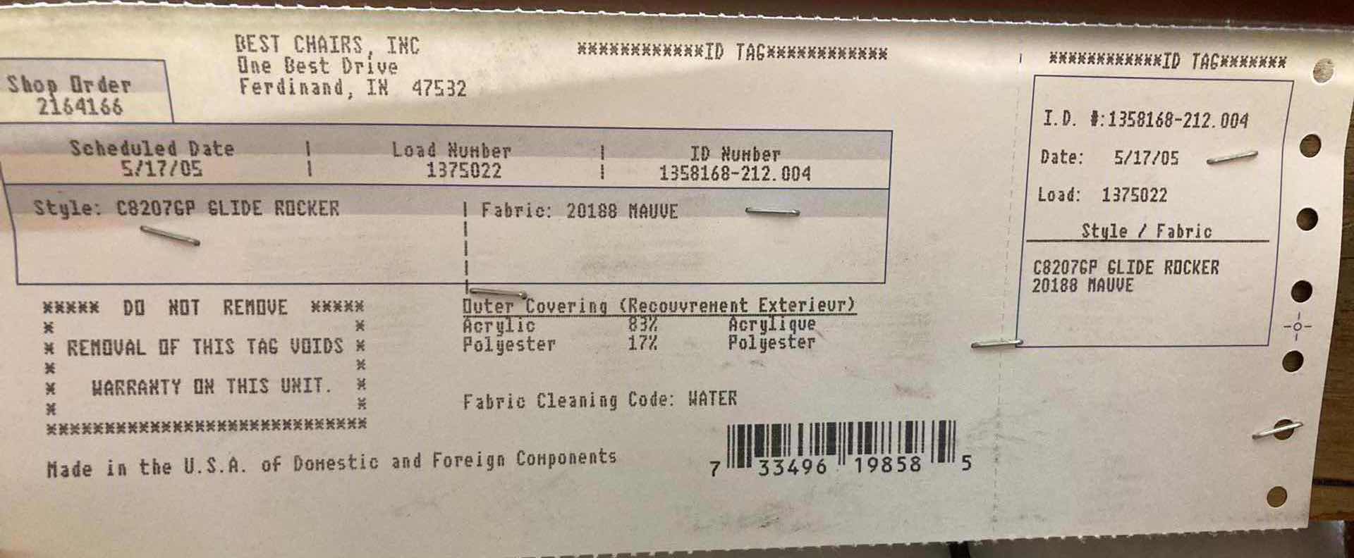 Photo 1 of BEST CHAIRS INC WOOD GLIDE ROCKING CHAIR 28” X 29” H39”