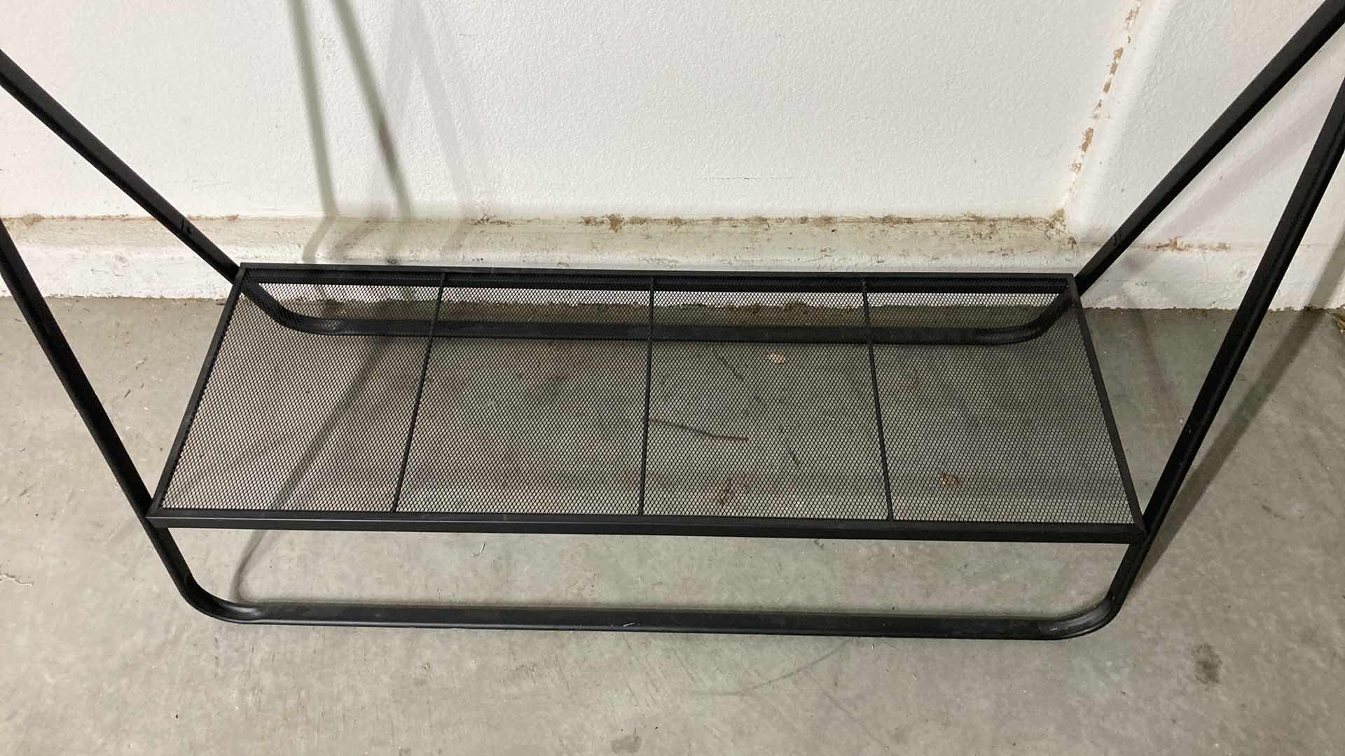 Photo 1 of GARMENT CLOTHING BLACK METAL RACK W SHOE SHELF 41” X 18 H66”