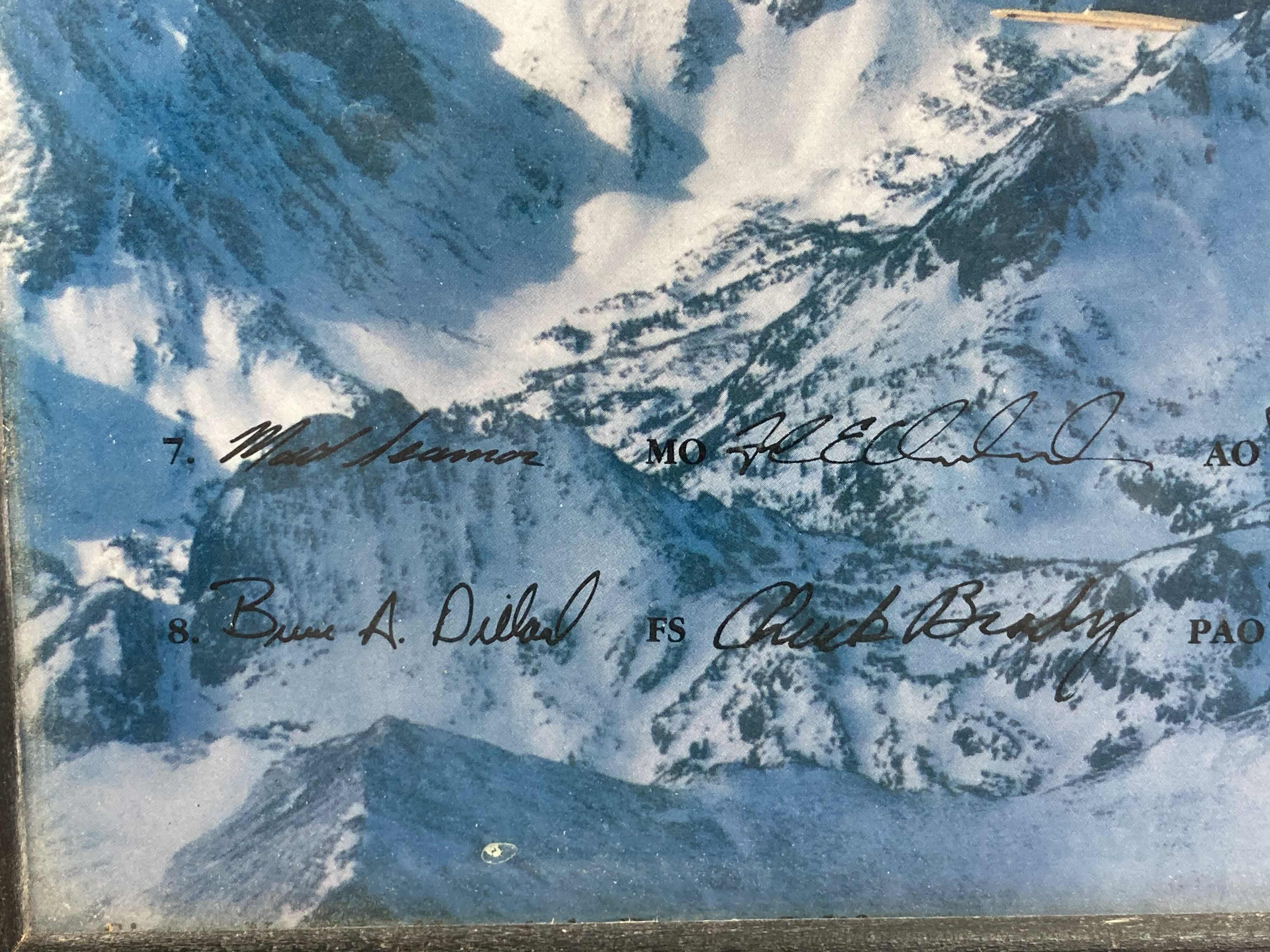 Photo 1 of BEST WISHES BLUE ANGELS JET FIGHTERS FRAMED PHOTOGRAPH AUTOGRAPHED BY 1989 BLUE ANGELS 15” X 12”