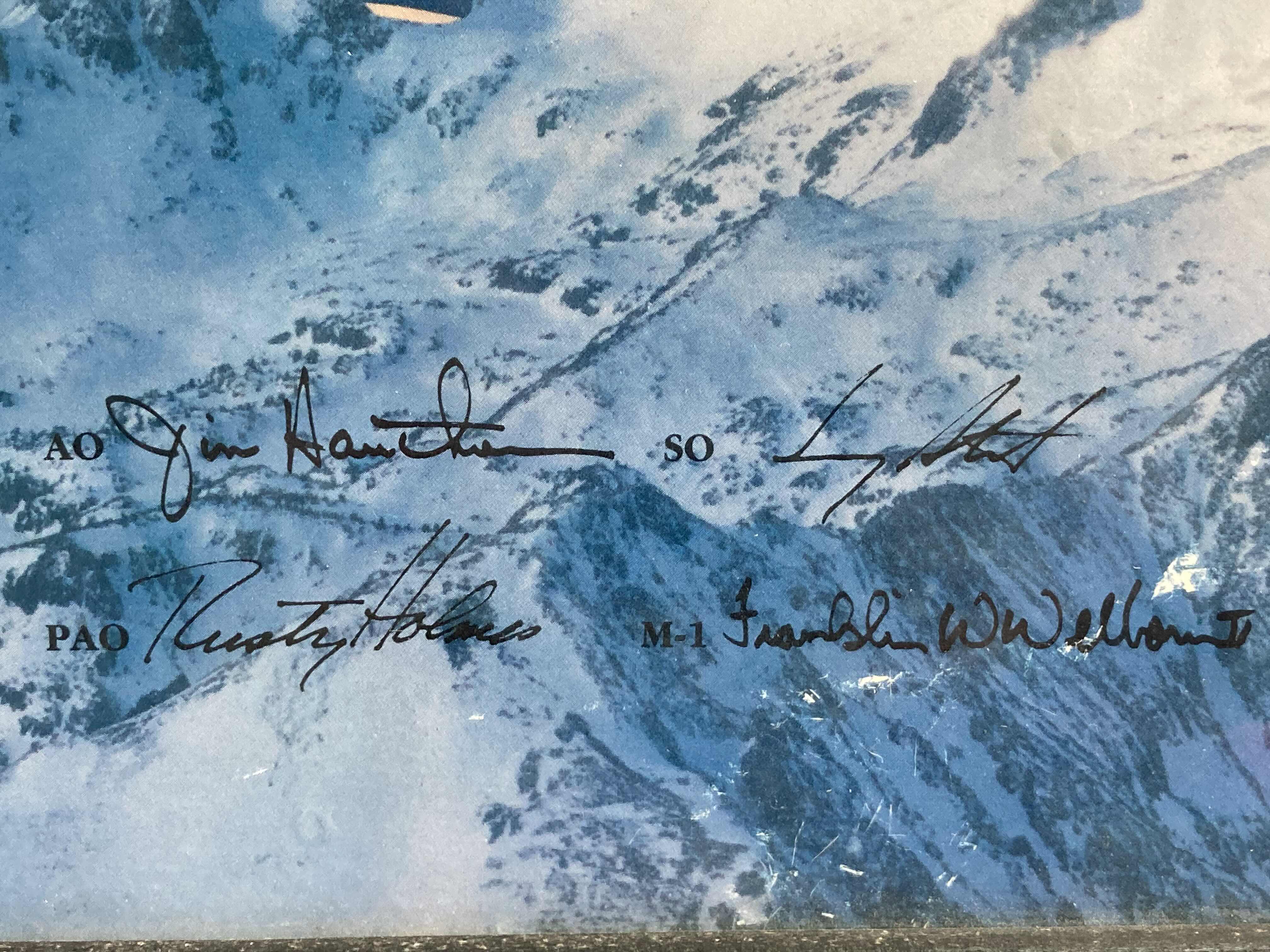 Photo 1 of BEST WISHES BLUE ANGELS JET FIGHTERS FRAMED PHOTOGRAPH AUTOGRAPHED BY 1989 BLUE ANGELS 15” X 12”