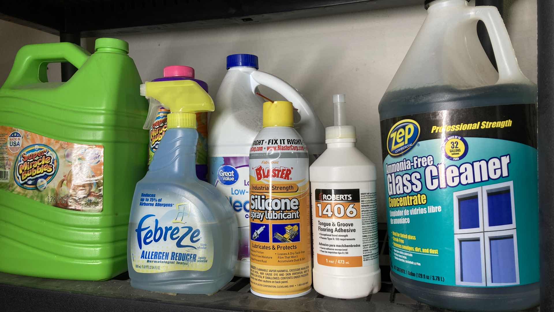 Photo 1 of CONTENTS OF SHELF- PAINT & HOUSEHOLD CLEANING SOLUTIONS
