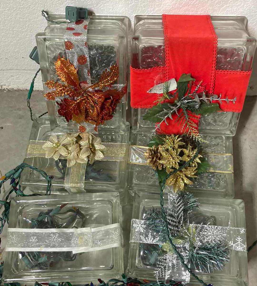 Photo 1 of CLEAR GLASS CHRISTMAS PRESENT LIGHTS W NEW & USED CHRISTMAS LIGHTS