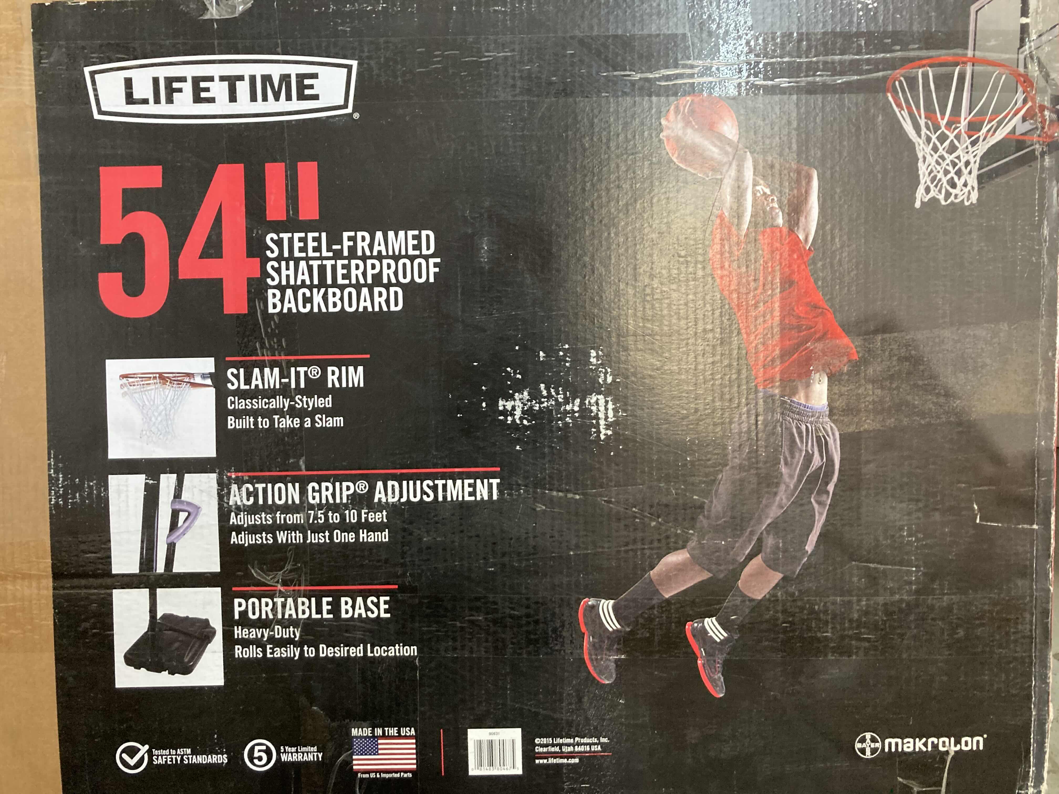 Photo 1 of NEW LIFETIME 54” STEEL FRAME SHATTERPROOF BACKBOARD COMPLETE PORTABLE BASKETBALL HOOP SYSTEM MODEL 90631