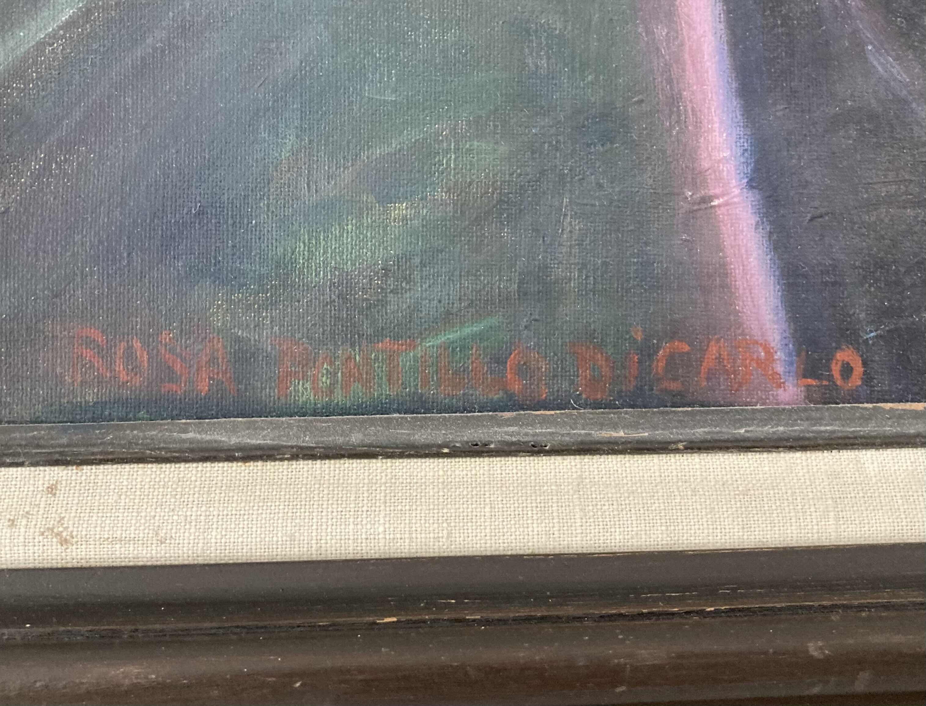 Photo 1 of ELDERLY NATIVE AMERICAN WOMEN PAINTING FRAMED ARTWORK SIGNED BY ROSA POMTILLO DICARIO 23” X 27”