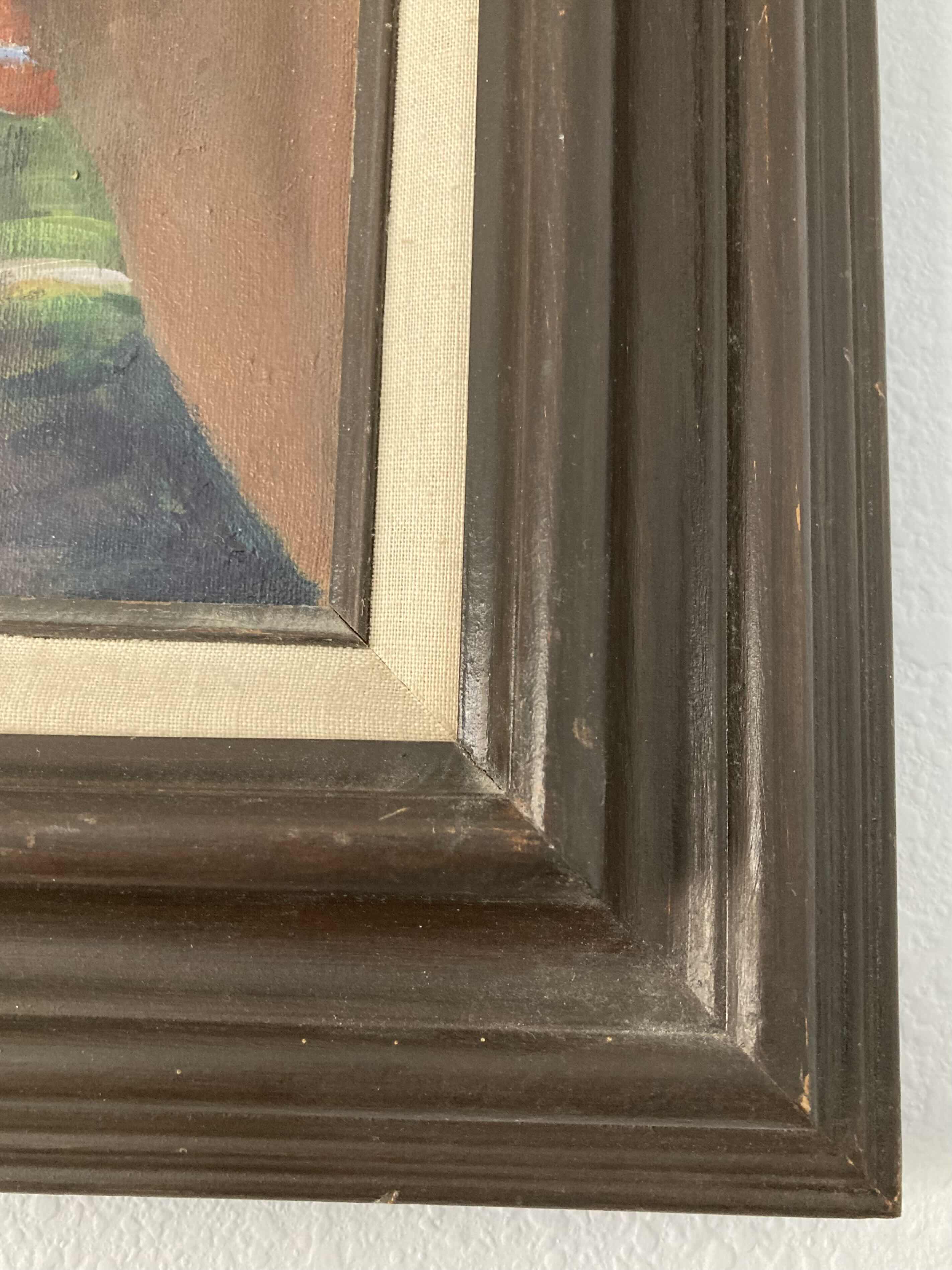 Photo 1 of ELDERLY NATIVE AMERICAN WOMEN PAINTING FRAMED ARTWORK SIGNED BY ROSA POMTILLO DICARIO 23” X 27”