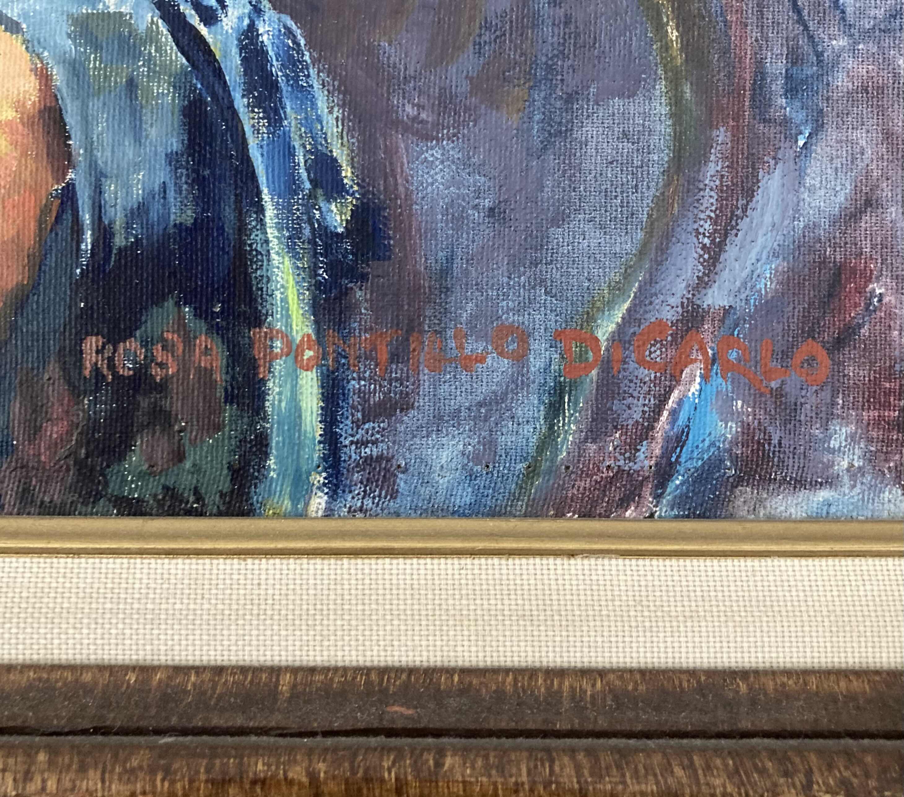 Photo 1 of NATIVE AMERICAN BIG CHEF OIL PAINTING FRAMED ARTWORK SIGNED BY ROSA POMTILLO DICARIO 27” X 31”