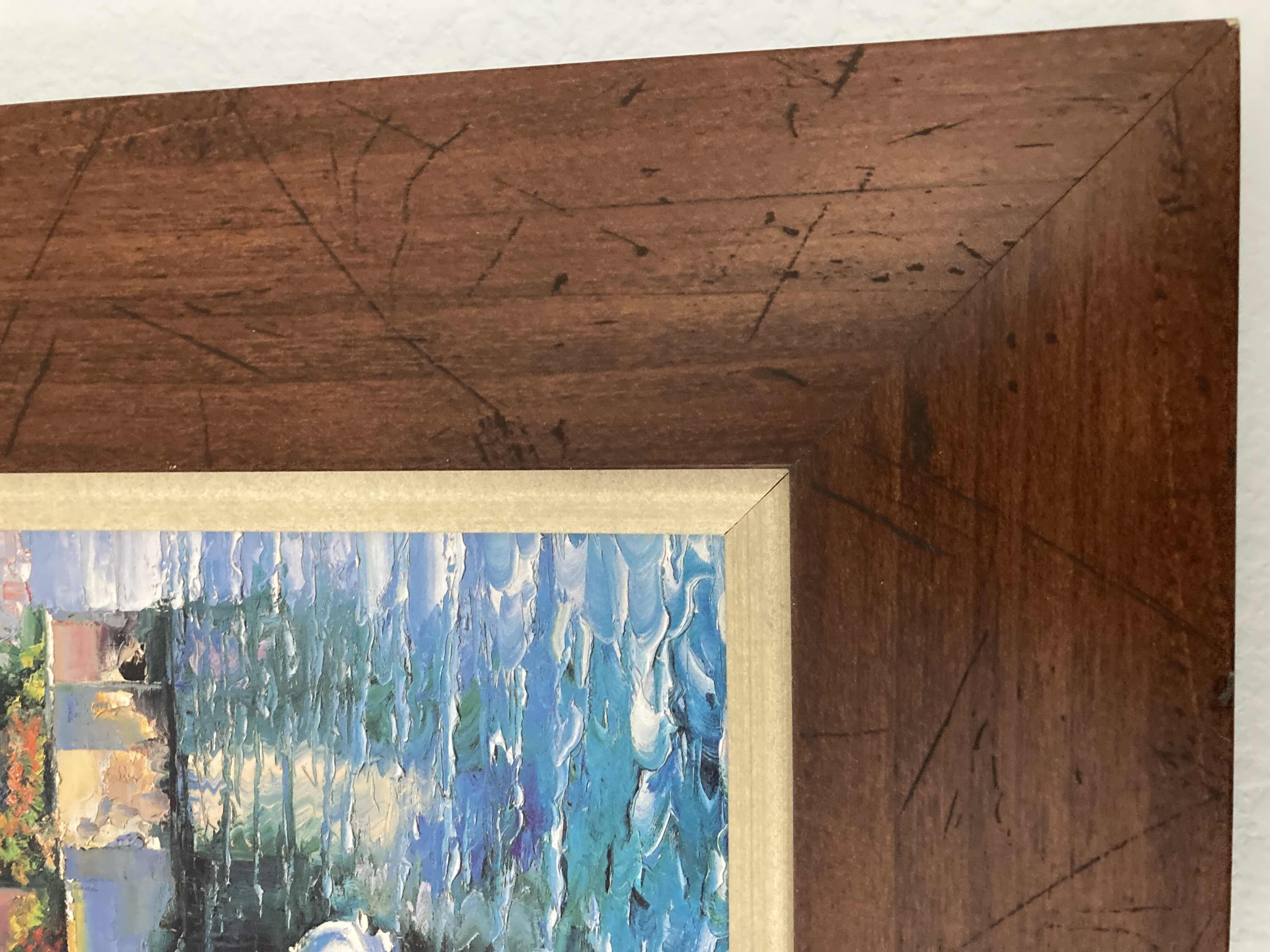 Photo 1 of VILLAGE WATER BUNGALOW PAINTING FRAMED ARTWORK SIGNED BY BEHRENS 22” X 18”