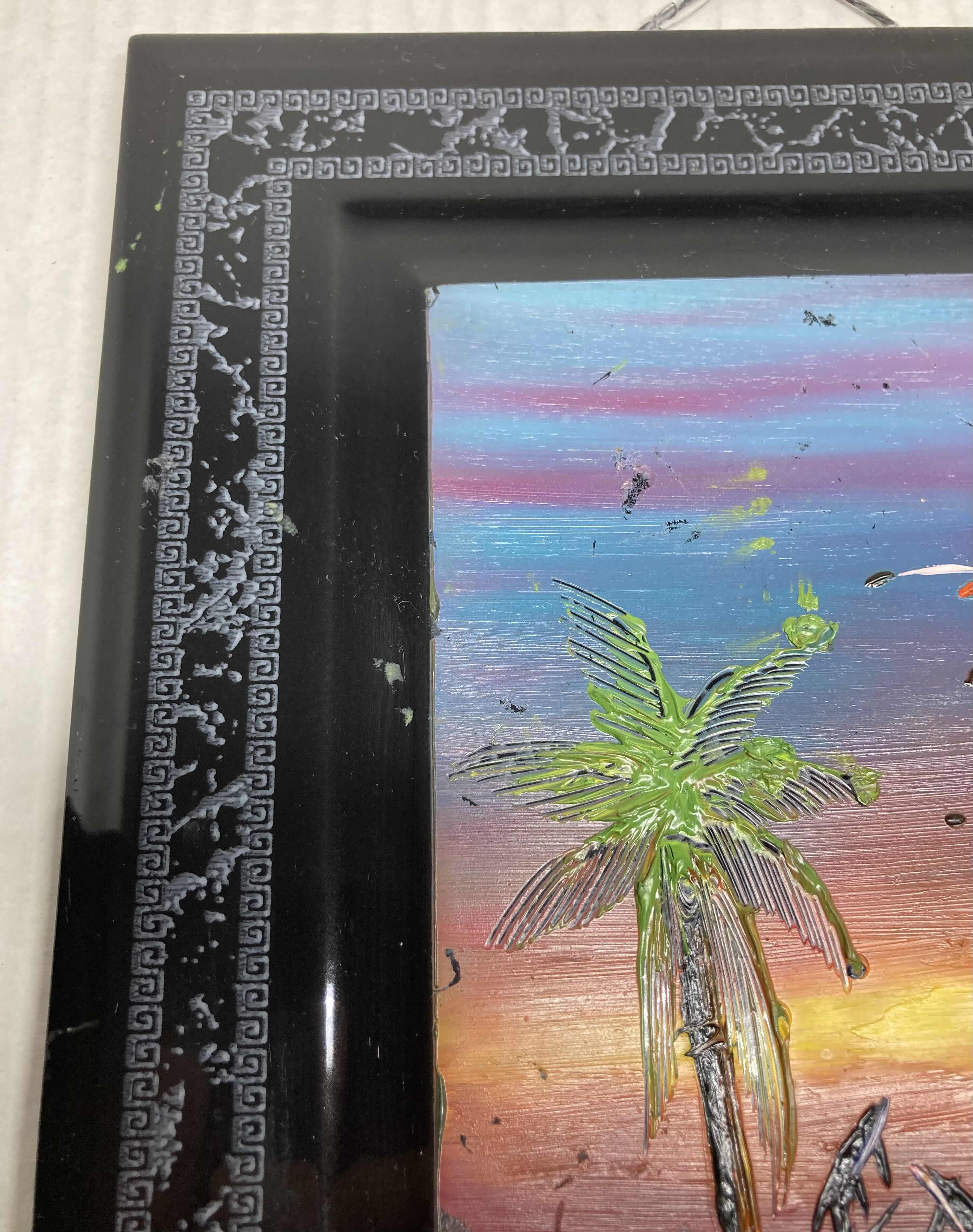 Photo 1 of OCEAN SHORE TILE FINGER PAINTING FRAMED ARTWORK BY JORGE LOPEZ 8.25” X 12”