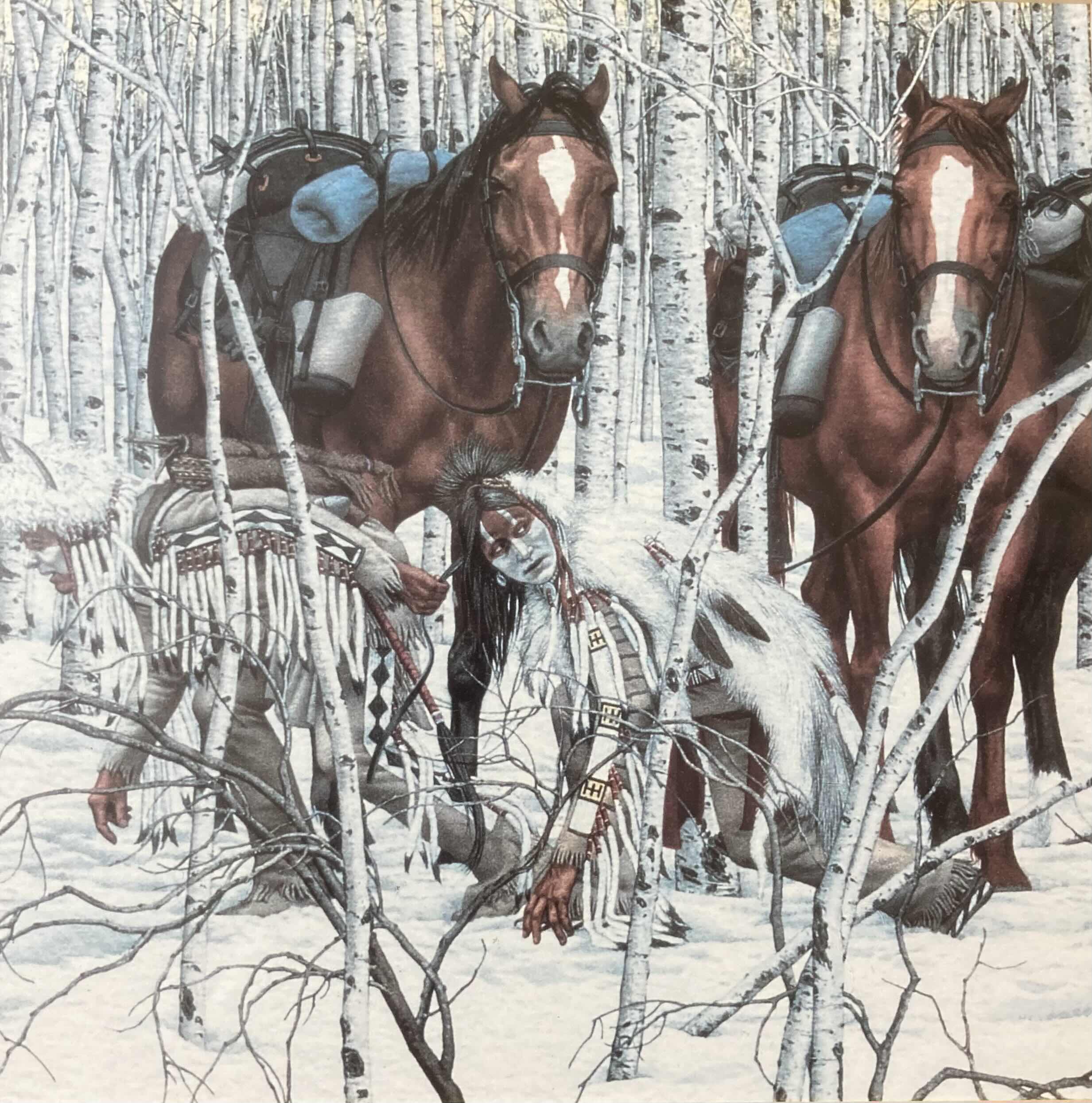 Photo 1 of TWO NATIVE AMERICAN HORSES FRAMED ARTWORK BY BEV DOOLITTLE 19” X 19”